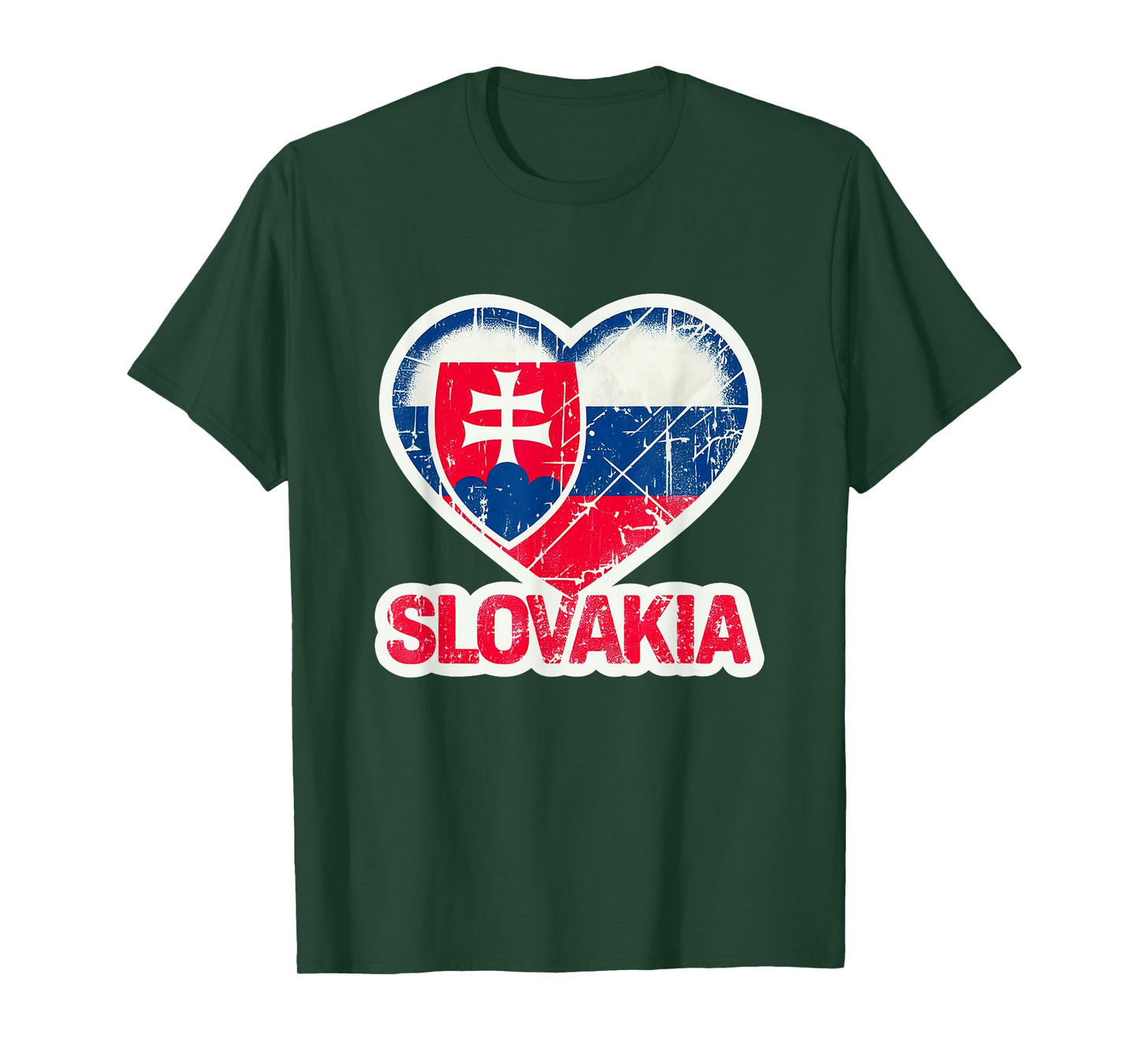 Vintage Slovakia Banner Fan Slovak Republic Flag Heart Retro T-Shirt