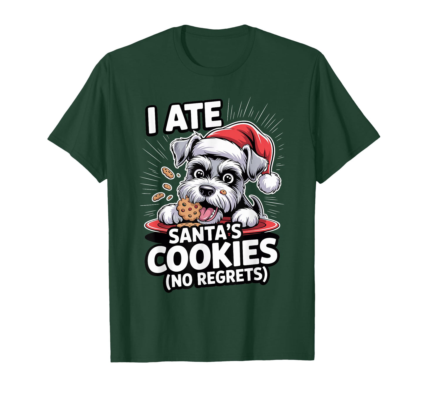 I Ate Santas Cookies Puppy Funny Christmas Mini Schnauzer T-Shirt
