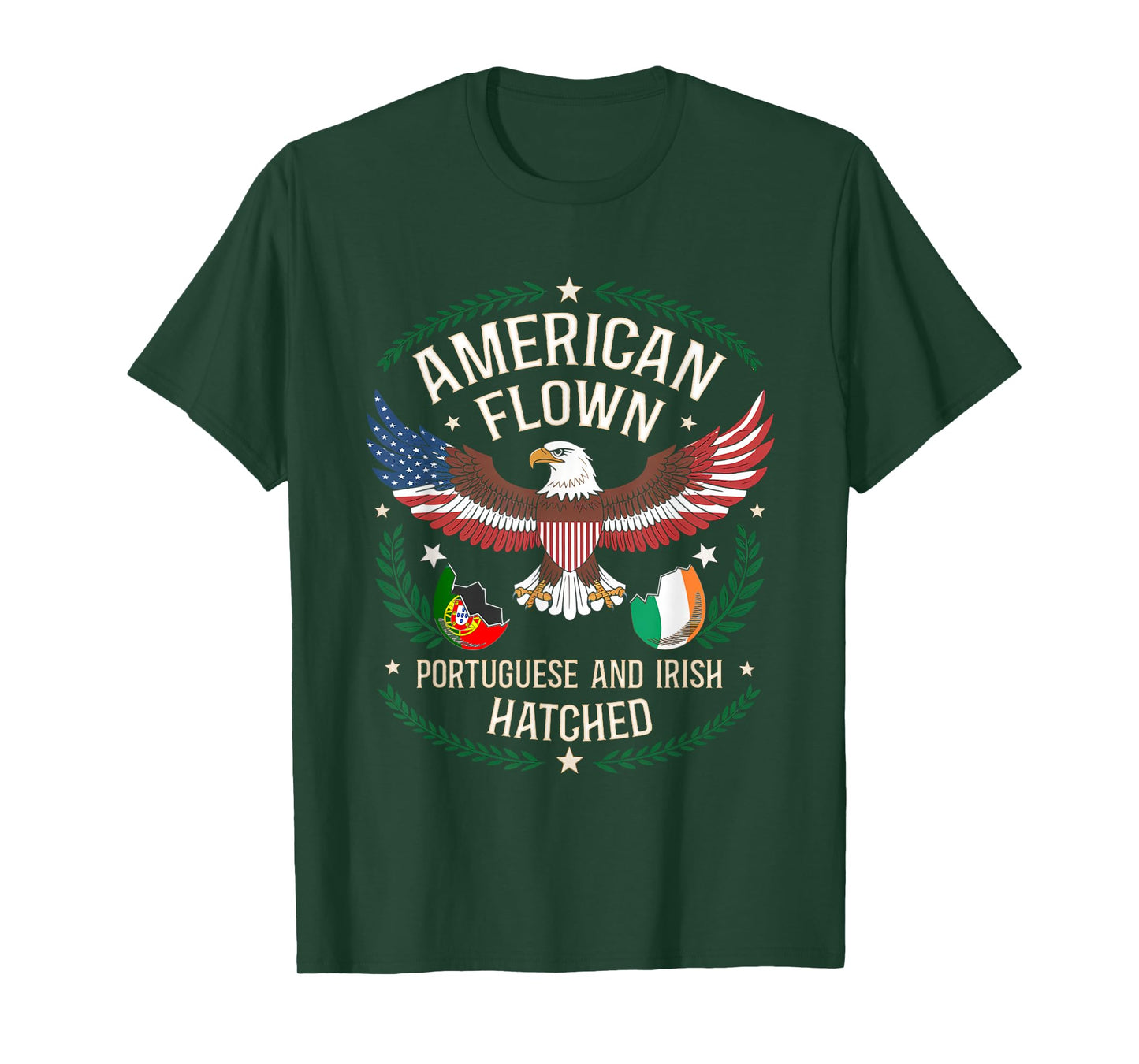 American Flown - National Flag Hatched Portuguese Irish T-Shirt