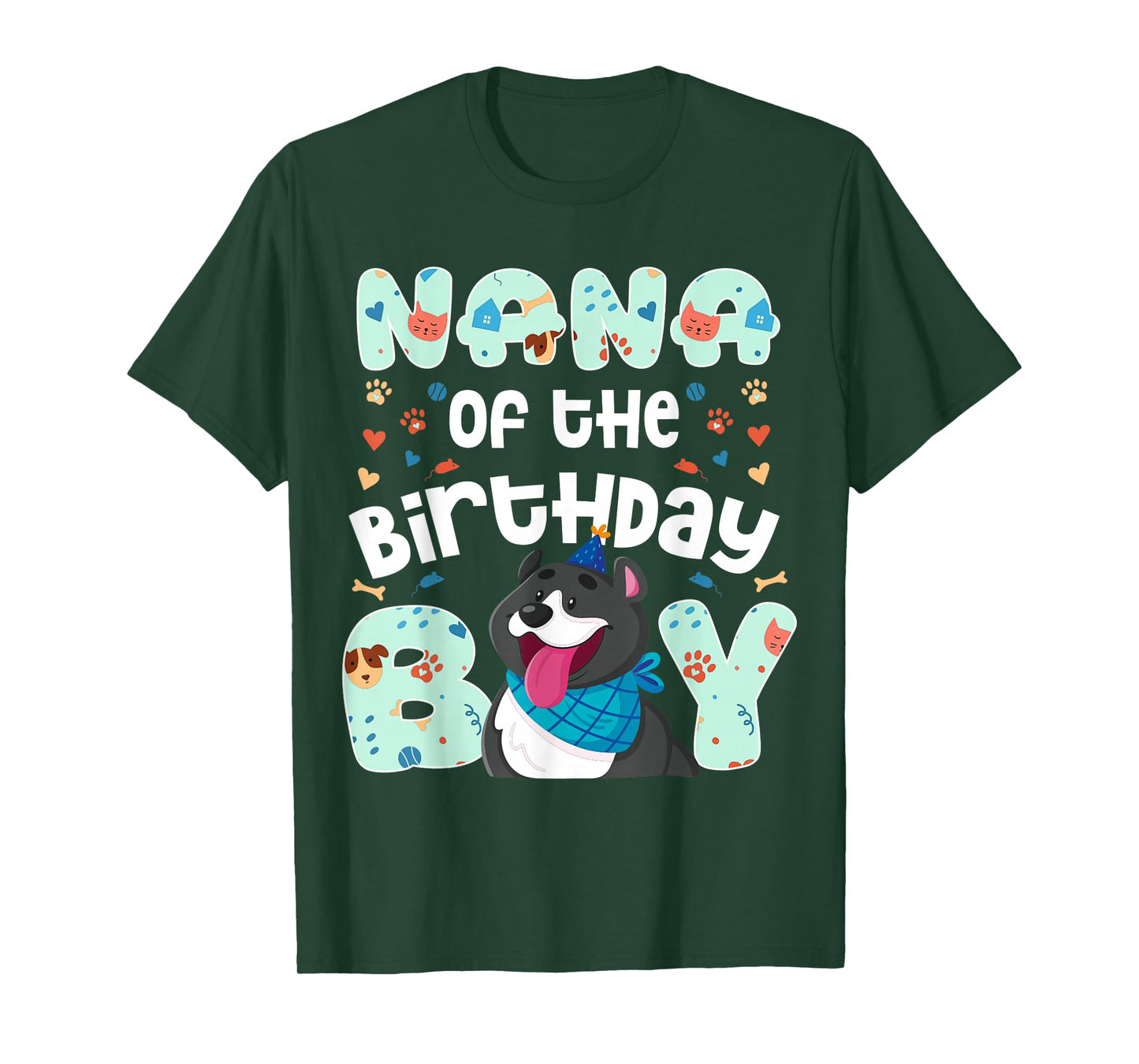 Nana of The Birthday Boy Paw Party Family Love T-Shirt
