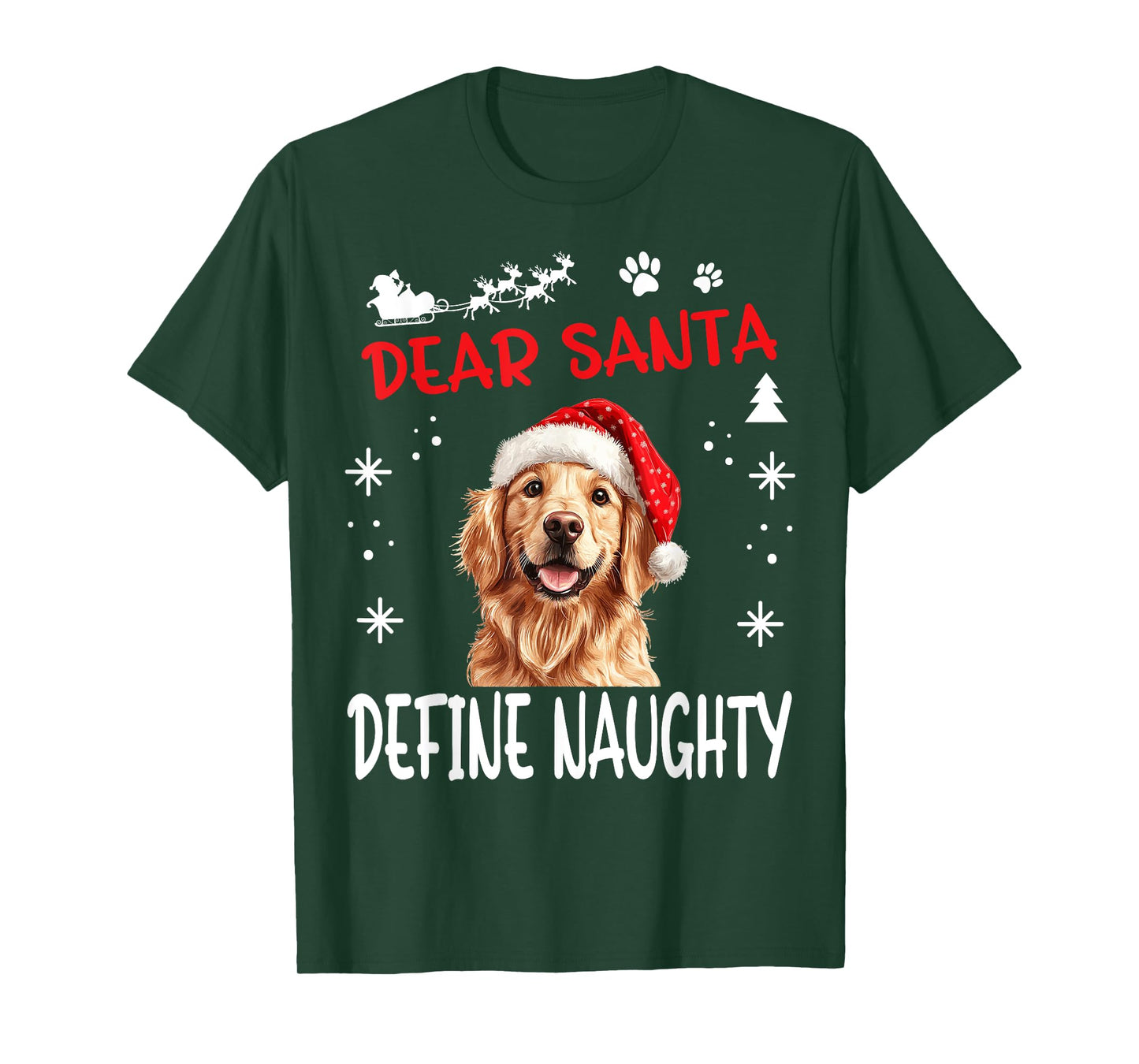 Cute Golden Retriever Dog Christmas Dear Santa Define T-Shirt