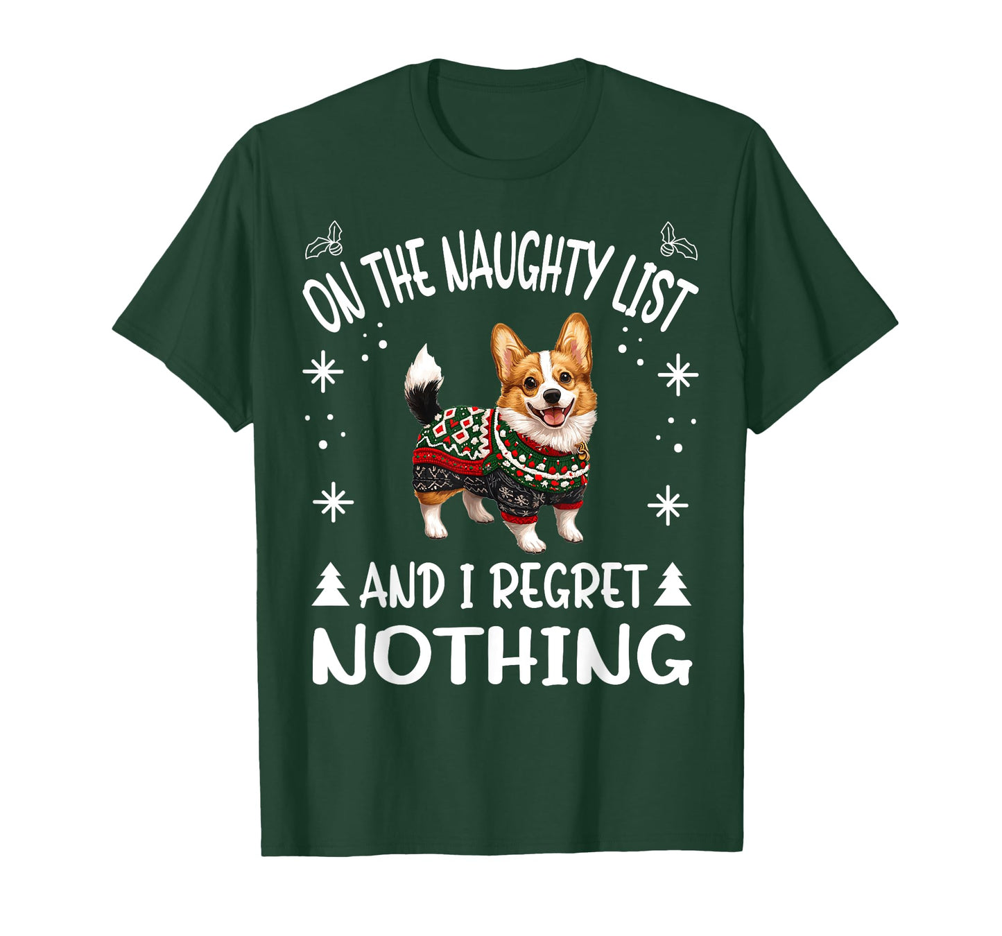 Cute Cardigan Welsh Corgi Dog Christmas On The Naughty List T-Shirt