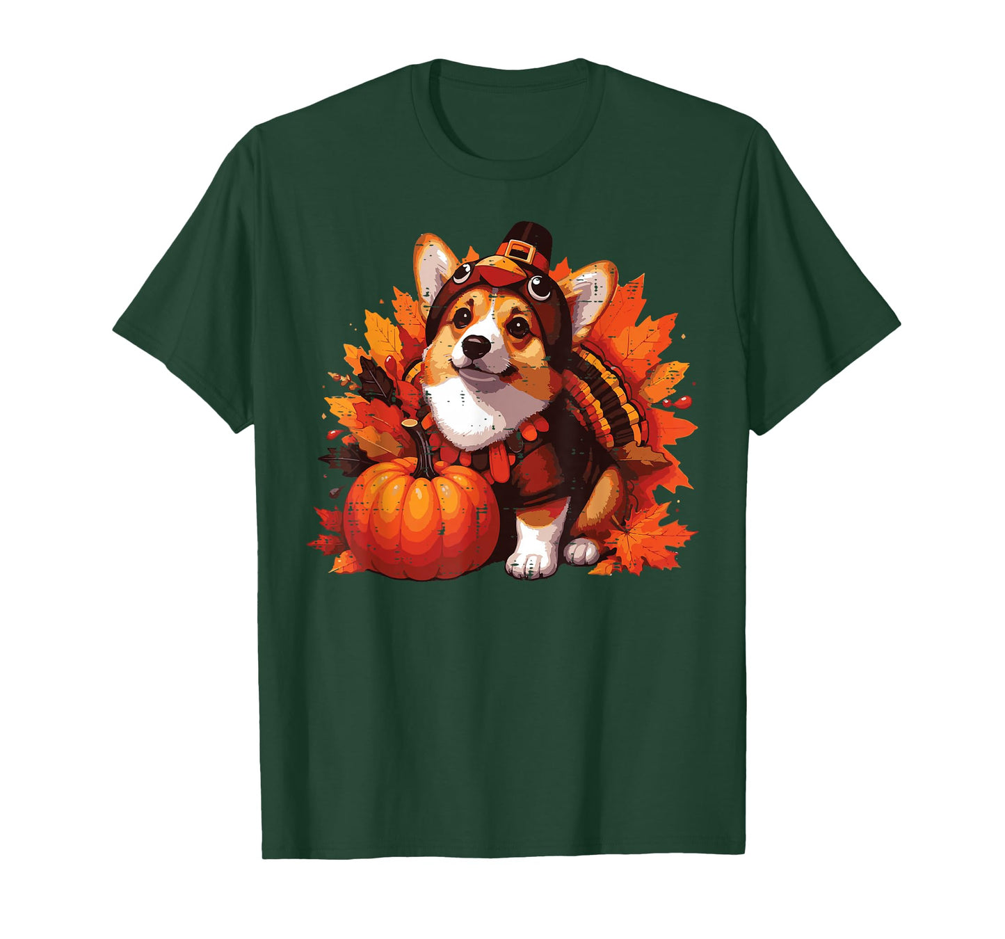 Thanksgiving Dog Corgi Turkey Funny Fall Pet Men Women Kids T-Shirt