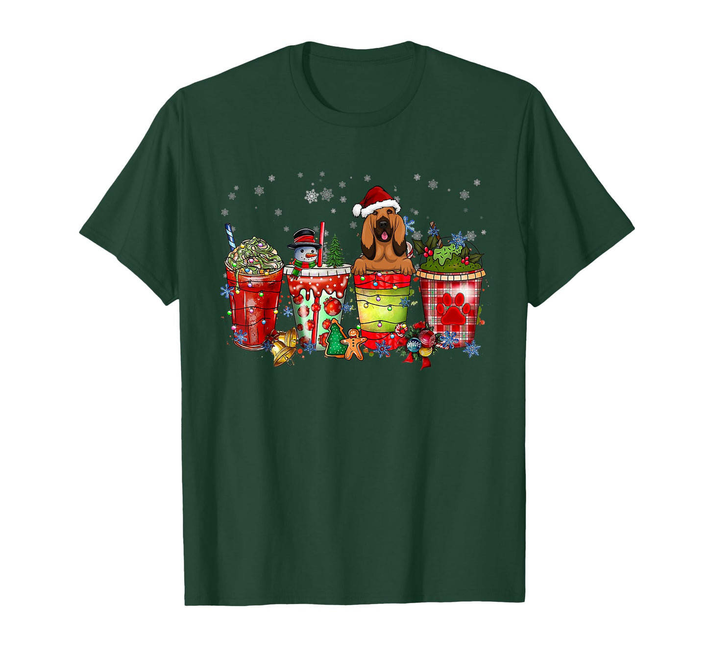 Cute Blood Hound Dog Christmas Coffee Pajamas Xmas T-Shirt