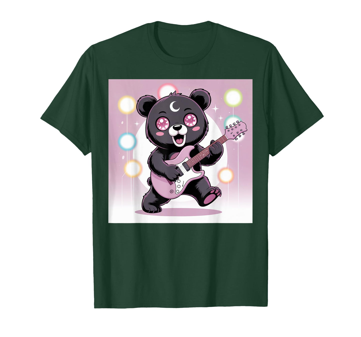 Bear Guitar Rock and Roll Kawaii Goth Girl Clothes Pink Goth T-Shirt