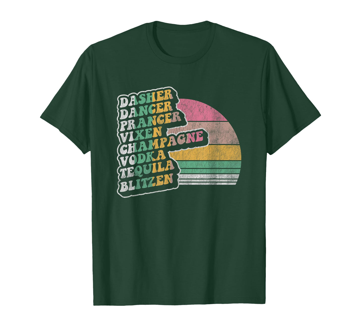 Dasher Dancer Prancer Vixen Champagne Vodka T-Shirt