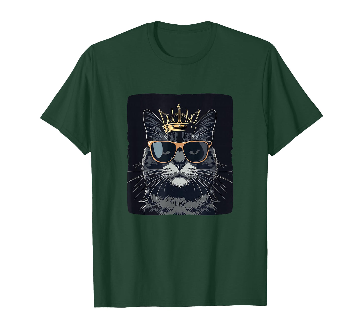 Funny Sunglasses Cat King with a Silly Crown T-Shirt