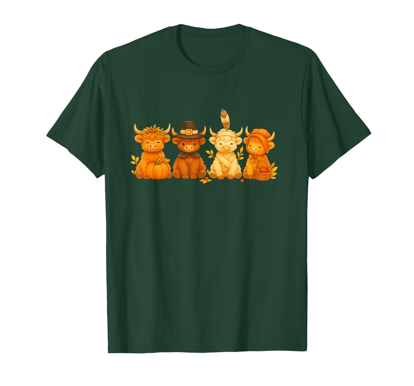 Autumn Thanksgiving Highland Cow Needlework Pattern T-Shirt