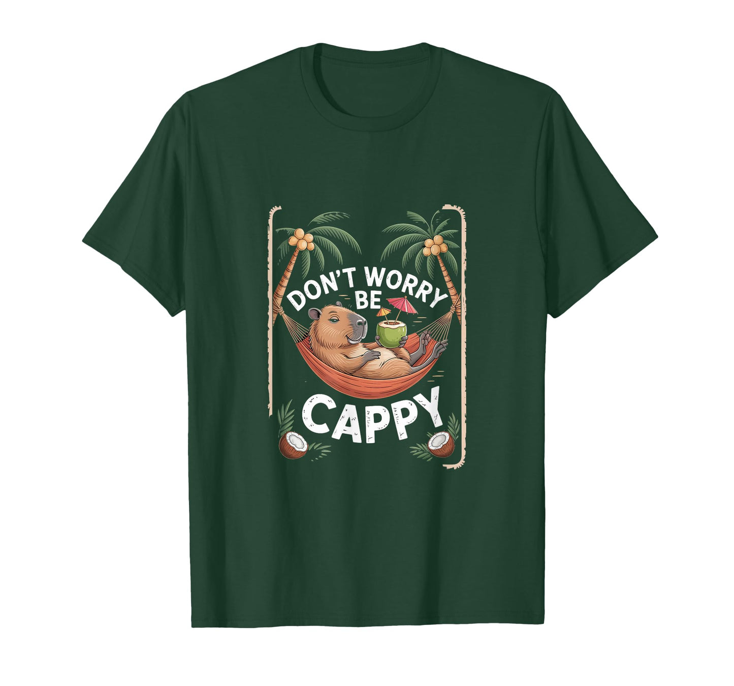 Capybara Hammock Coconut Palm Tree Vacation Vibes T-Shirt
