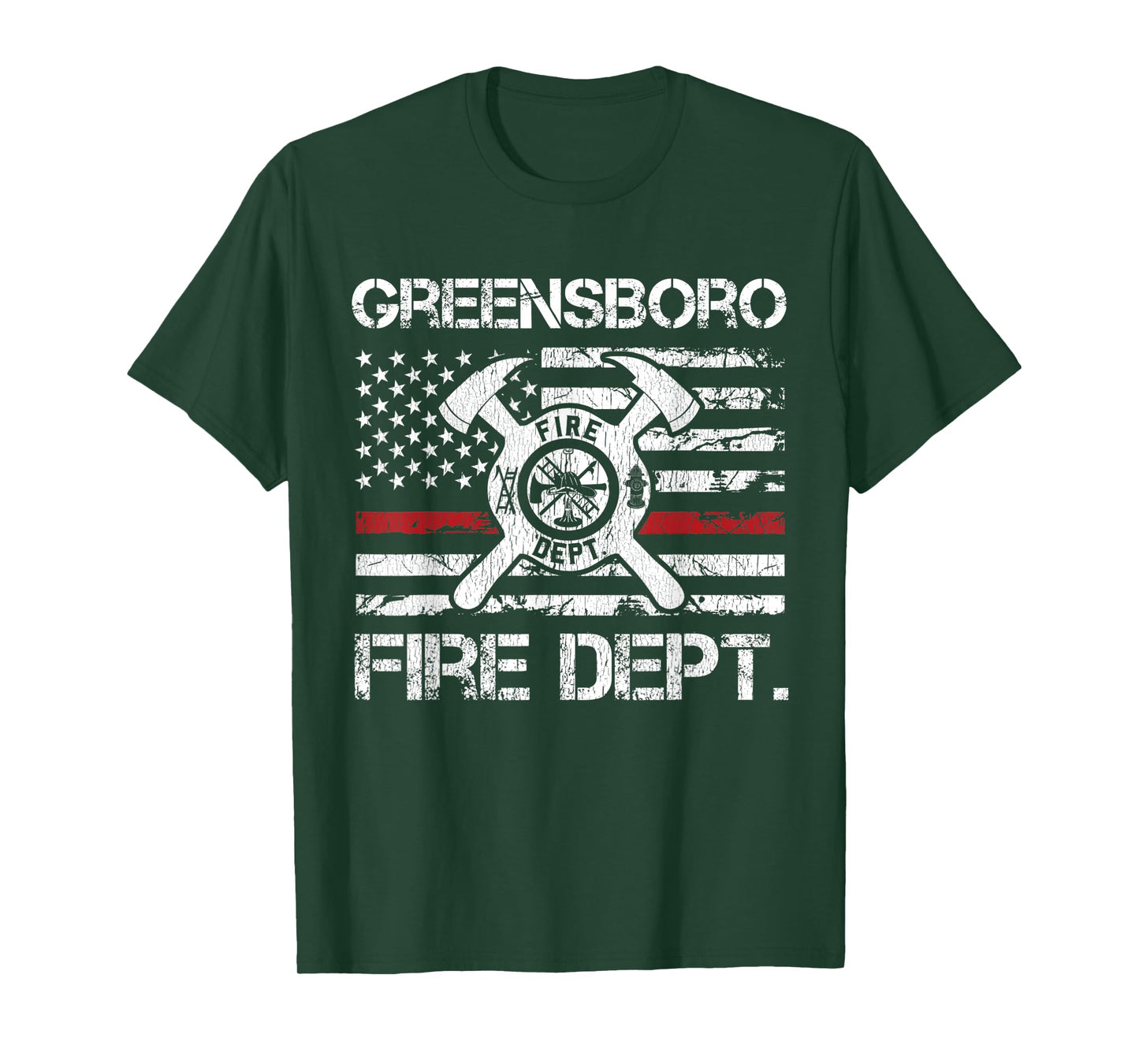Greensboro North Carolina Fire Department Thin Red Line T-Shirt