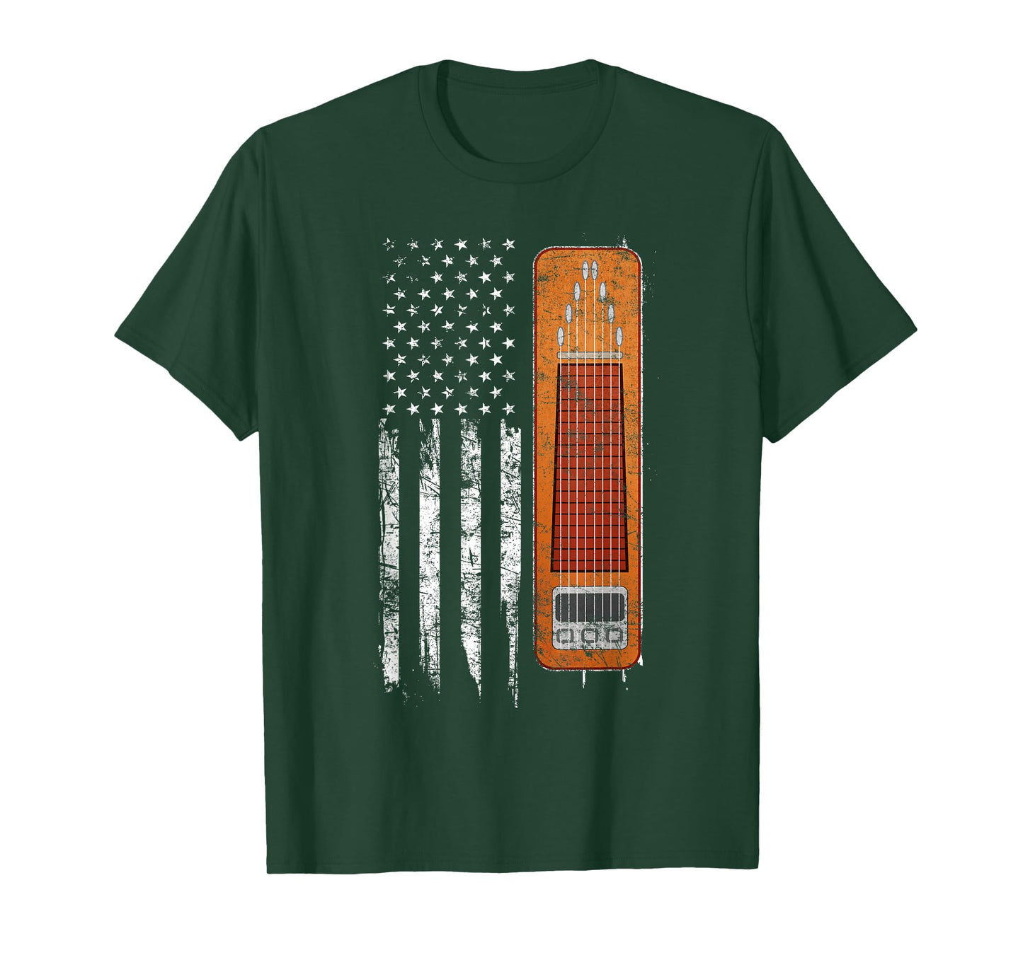 Mega Awesome Musician Shirts Vintage Pedal Steel Flag T-Shirt - Black, Small