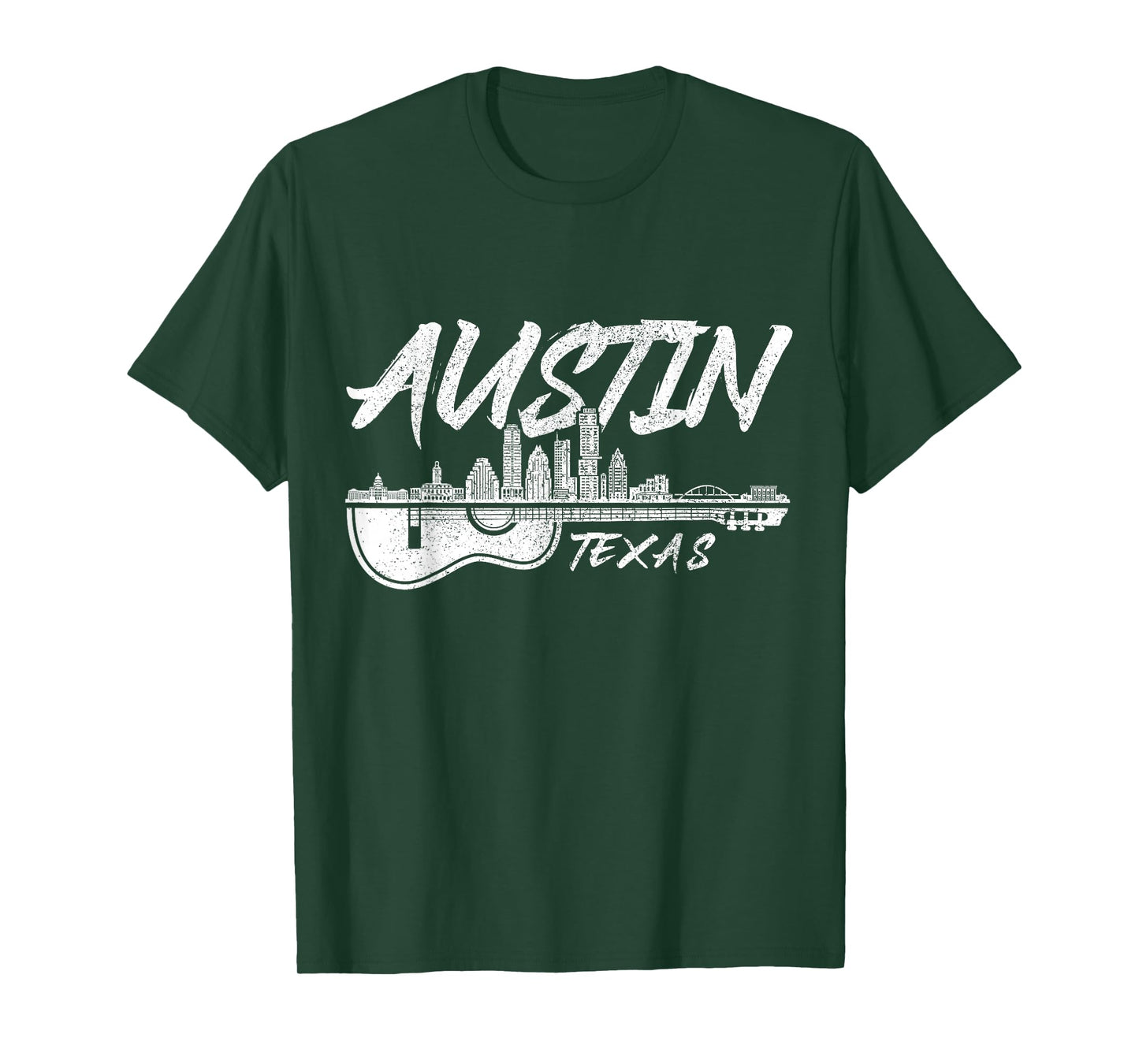 Austin Texas Guitar Player Skyline Folk Blues Country Music T-Shirt
