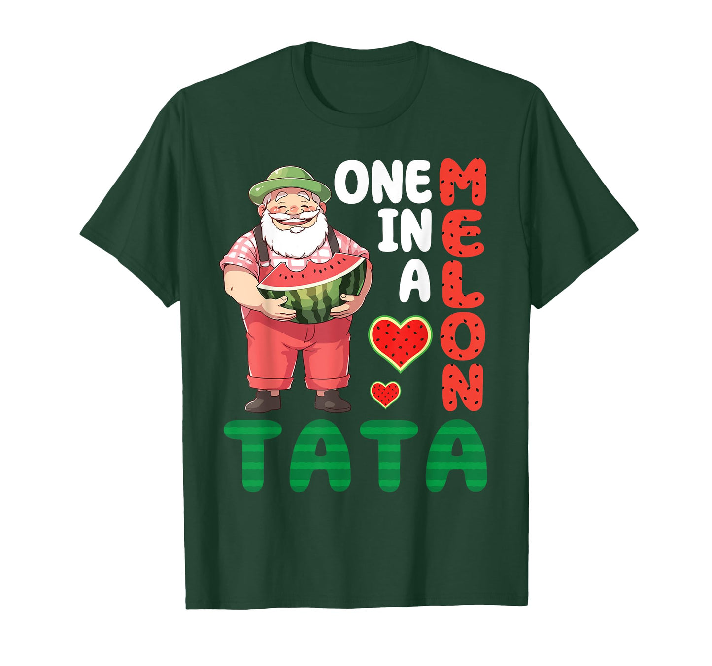 Big Man Eating Watermelon One In A Melon Tata Grandfather T-Shirt