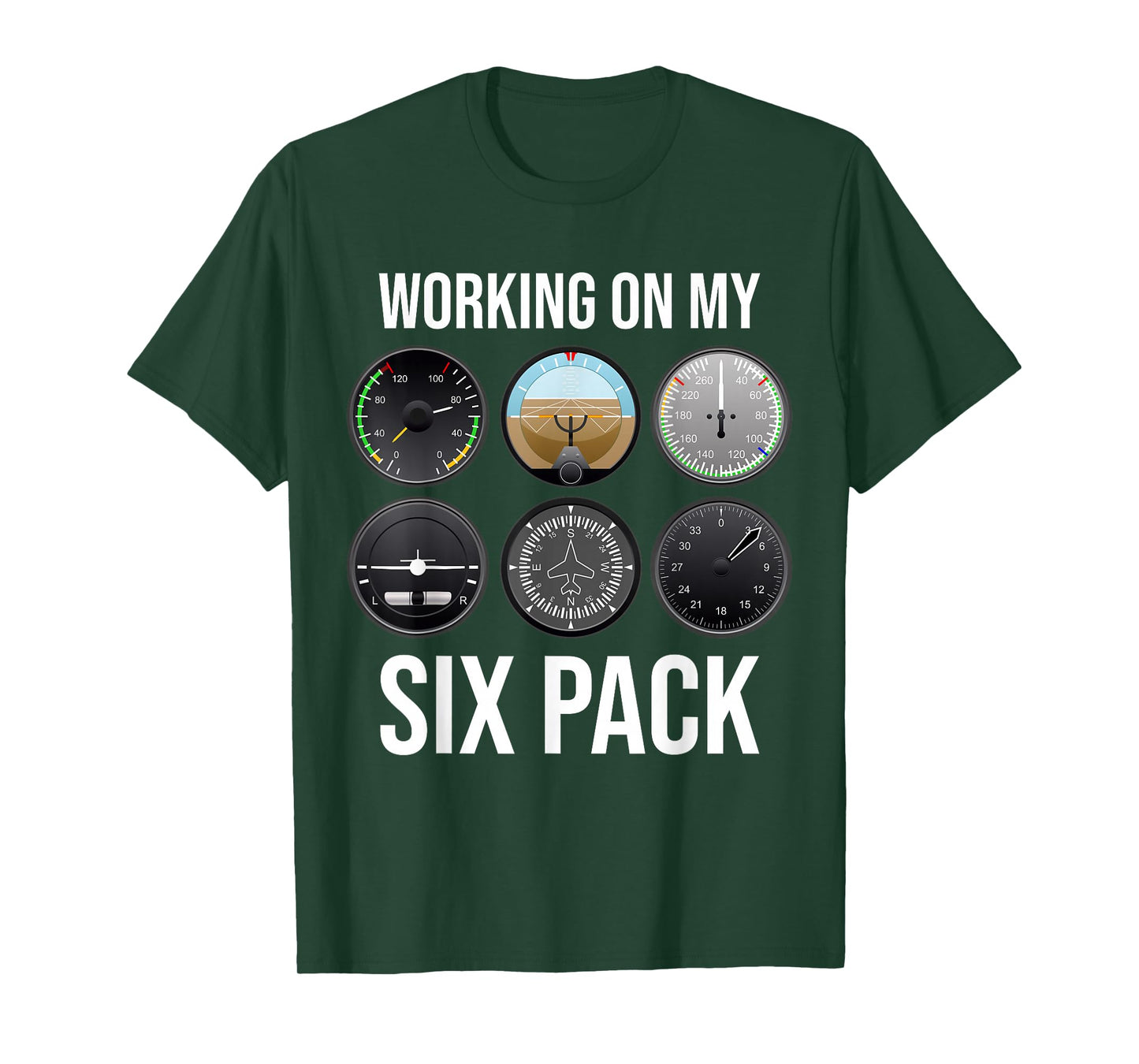 Working On My Six Pack Funny Pilot Aviator Aviation Airline T-Shirt