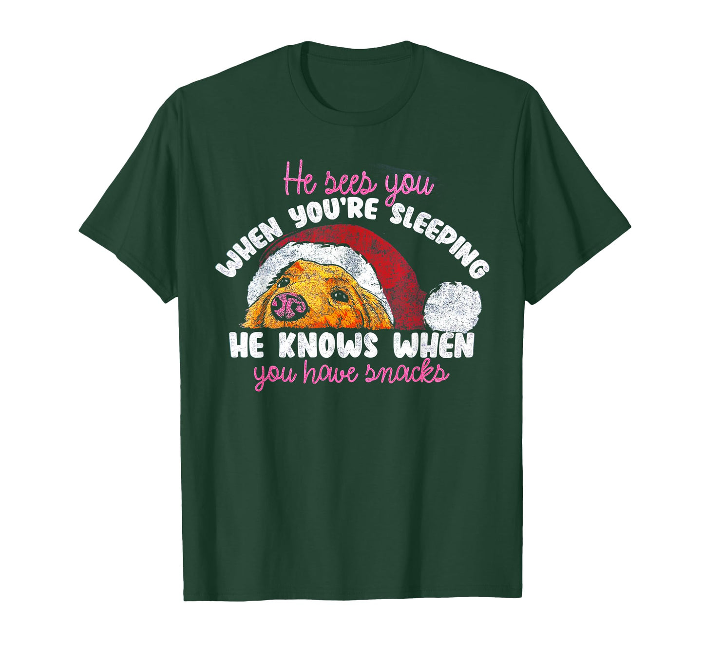 He Sees You When You're Sleeping He Knows You Have Snacks T-Shirt
