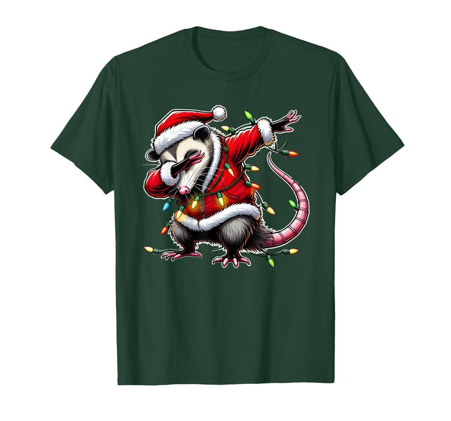 Christmas Santa Costume Dabbing Opossum Xmas Lights Kids Dab T-Shirt