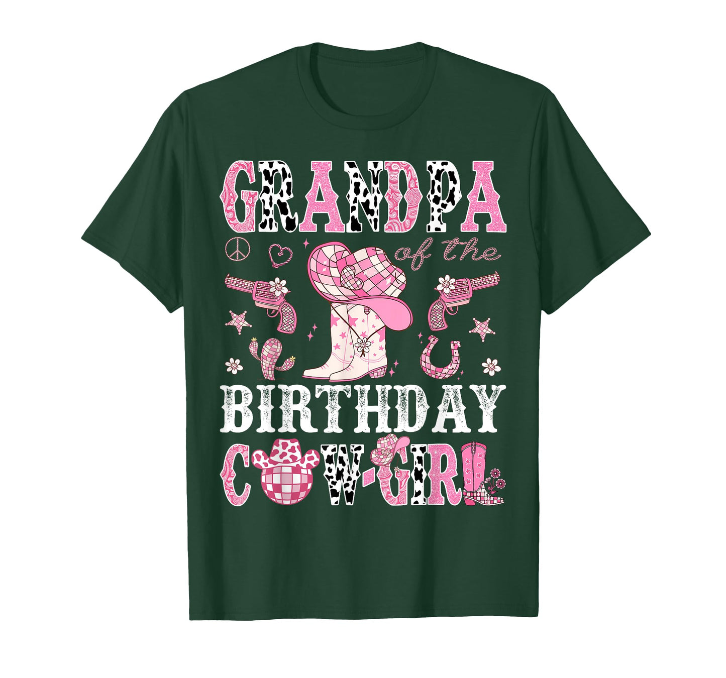 Grandpa Of The Birthday Cow-Girl Pink Disco Rodeo Western T-Shirt