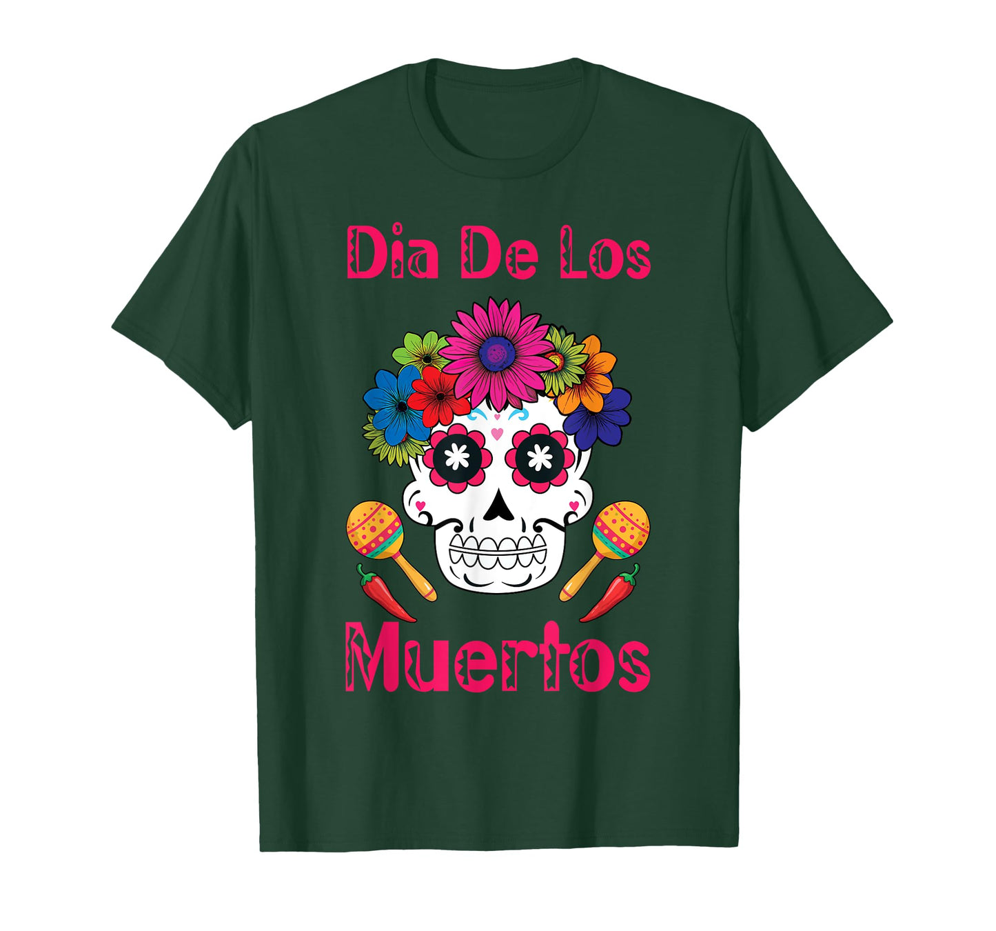 Dia De Los Muertos Floral Sugar Bone Candy Halloween T-Shirt