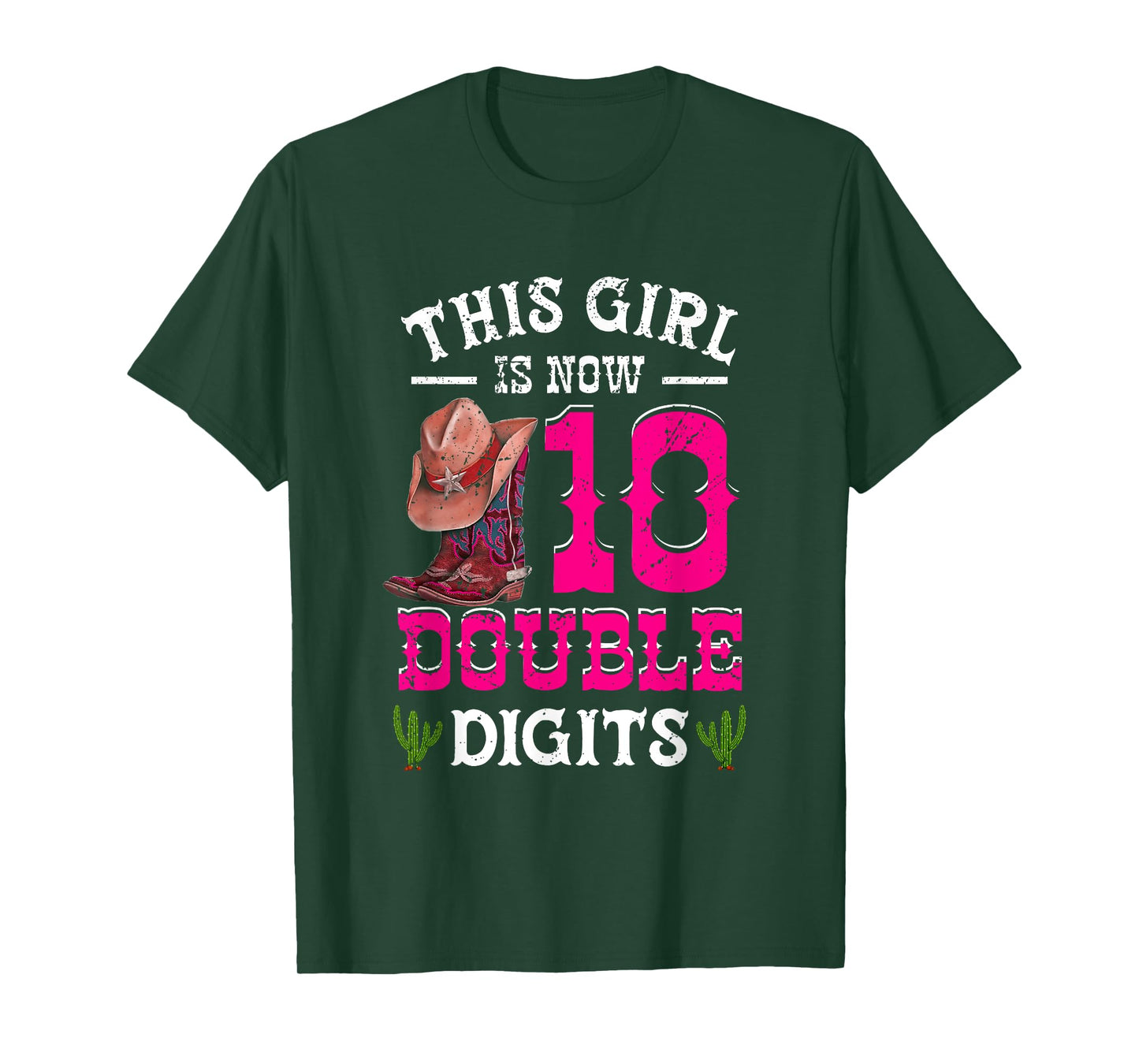 This Girl 's Now 10 Double Digits Western Cowboy Hat Cowgirl T-Shirt