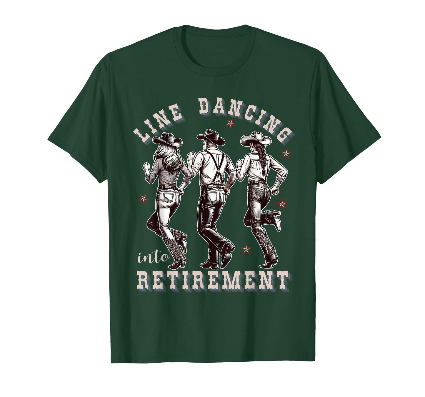 Line Dancing into Retirement Western Cowboy Cowgirl Dance T-Shirt