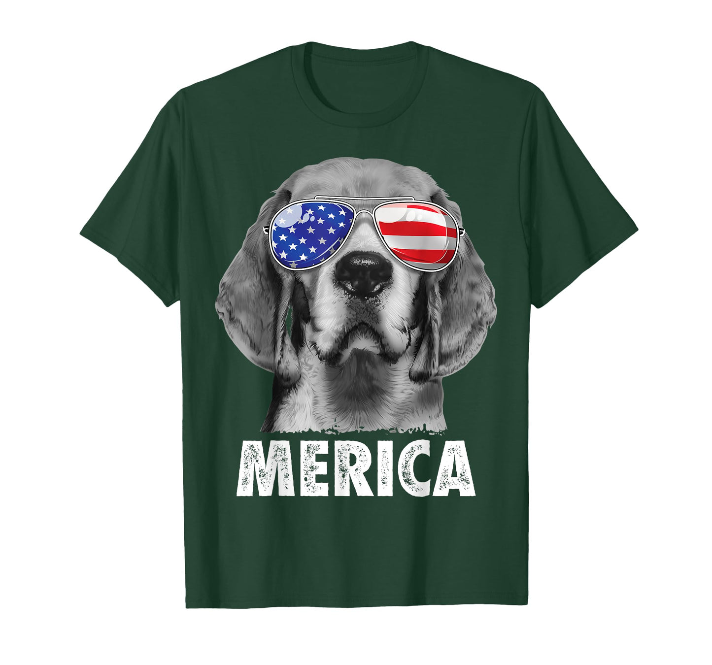 Beagle 4th of July Merica Sunglasses Men USA American Flag T-Shirt