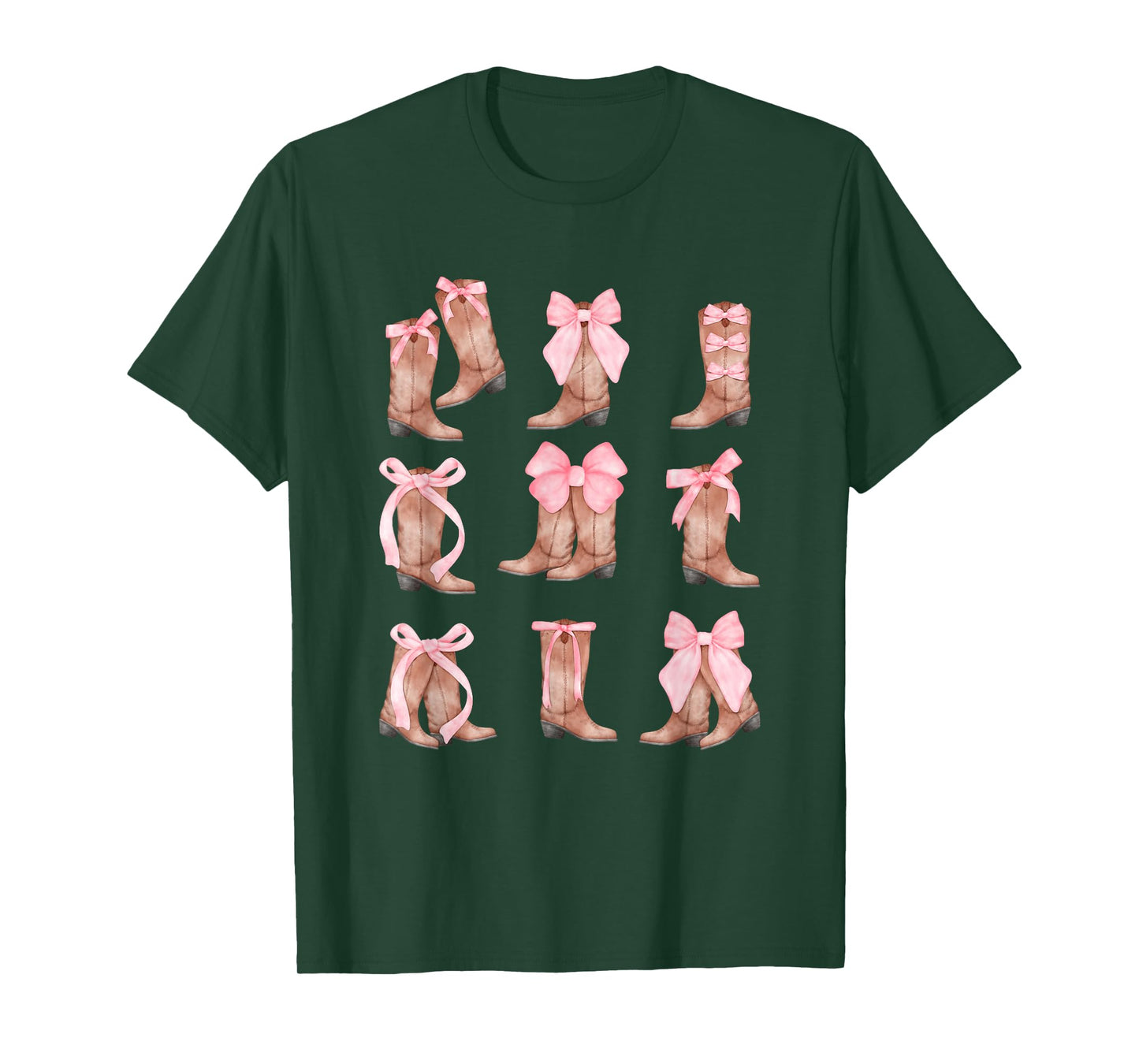 Cowgirl Boots Coquette Aesthetic and Pink Bows Y2K Birthday T-Shirt