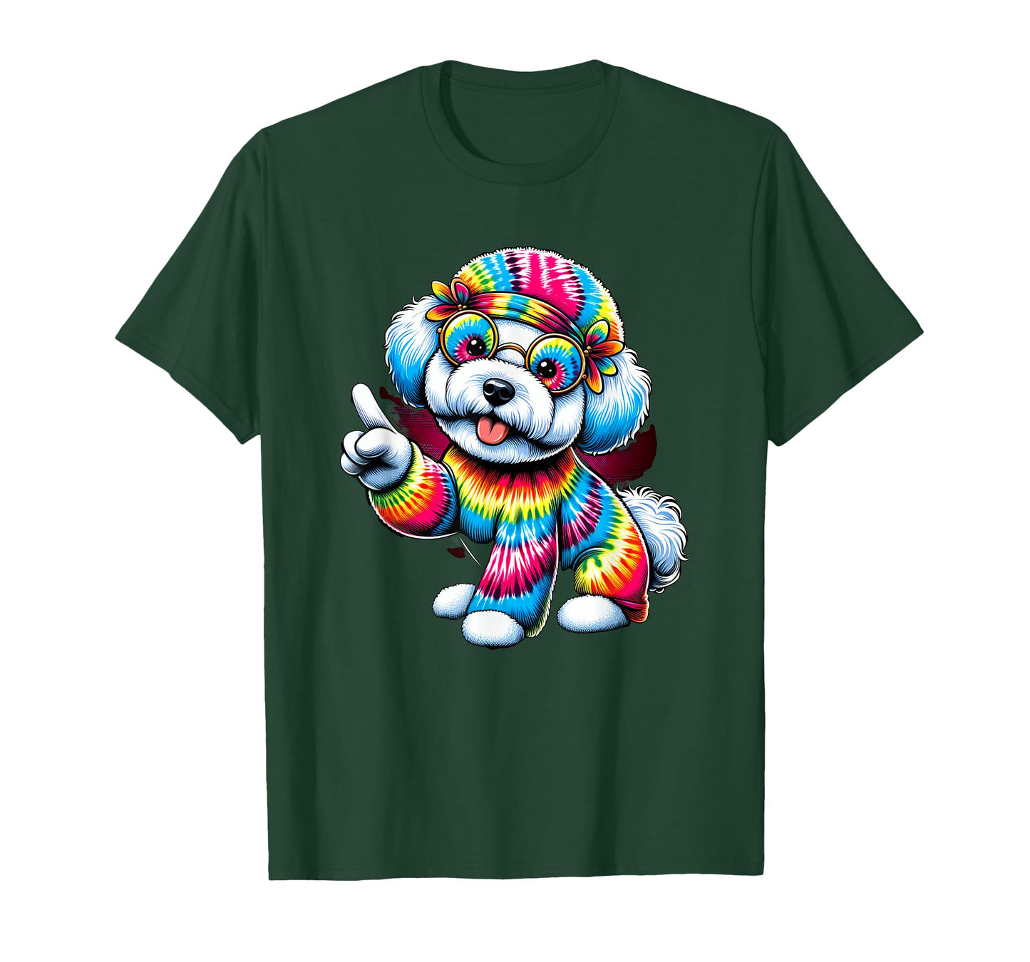 Peace Sign Tie Dye Bichon Frise Dog Men Women Kids T-Shirt