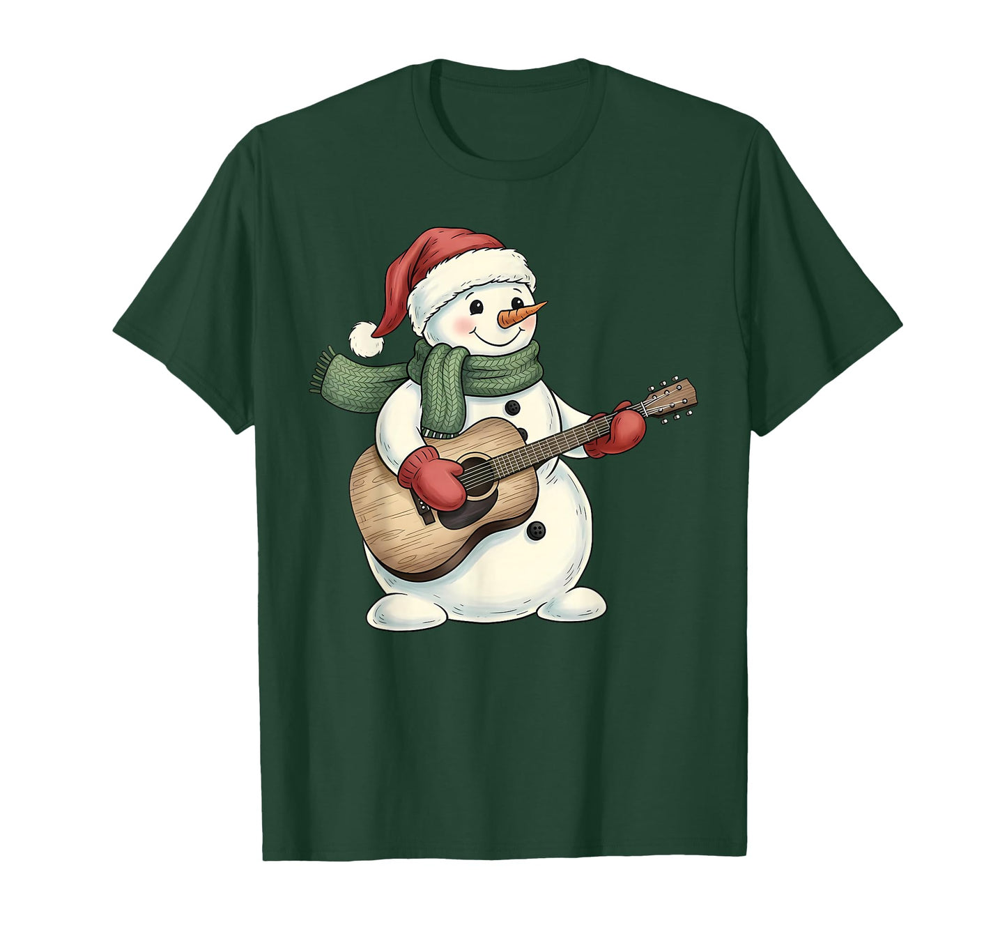 Guitar Playing Snowman Music Christmas Musician Guitarist T-Shirt