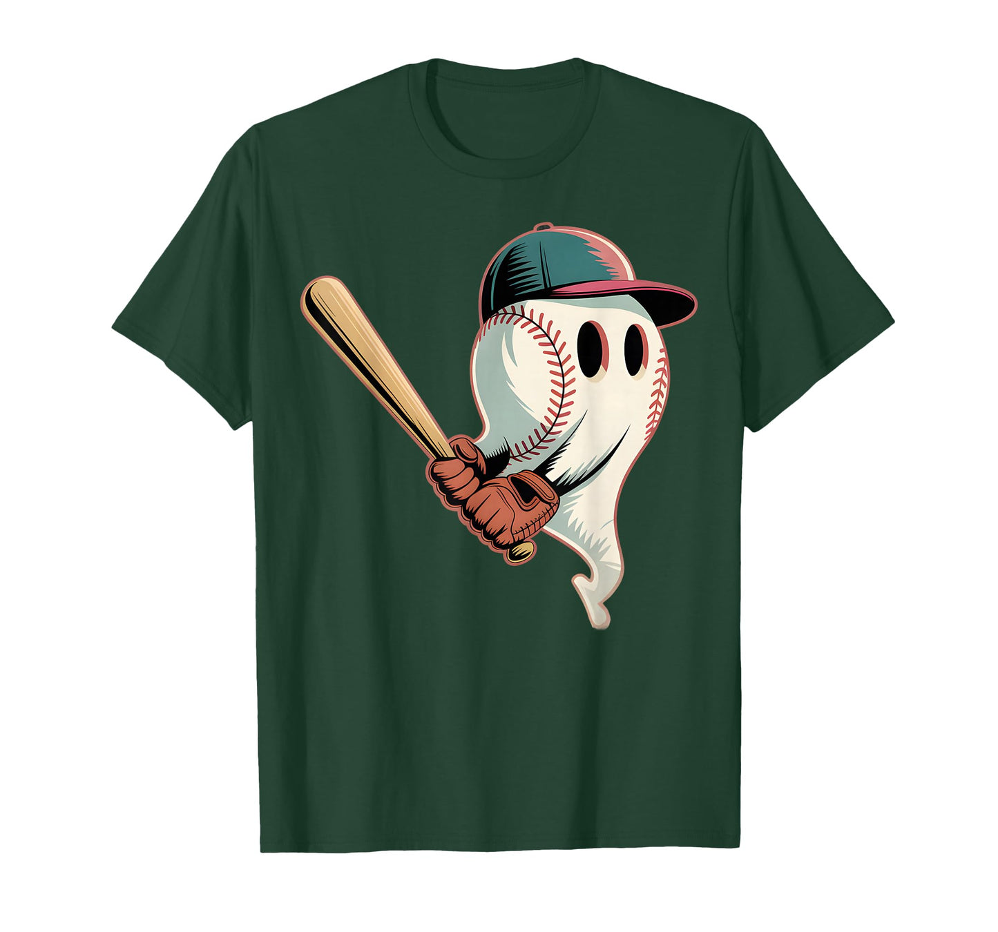 Baseball Swinging Ghost Halloween Costume Design T-Shirt