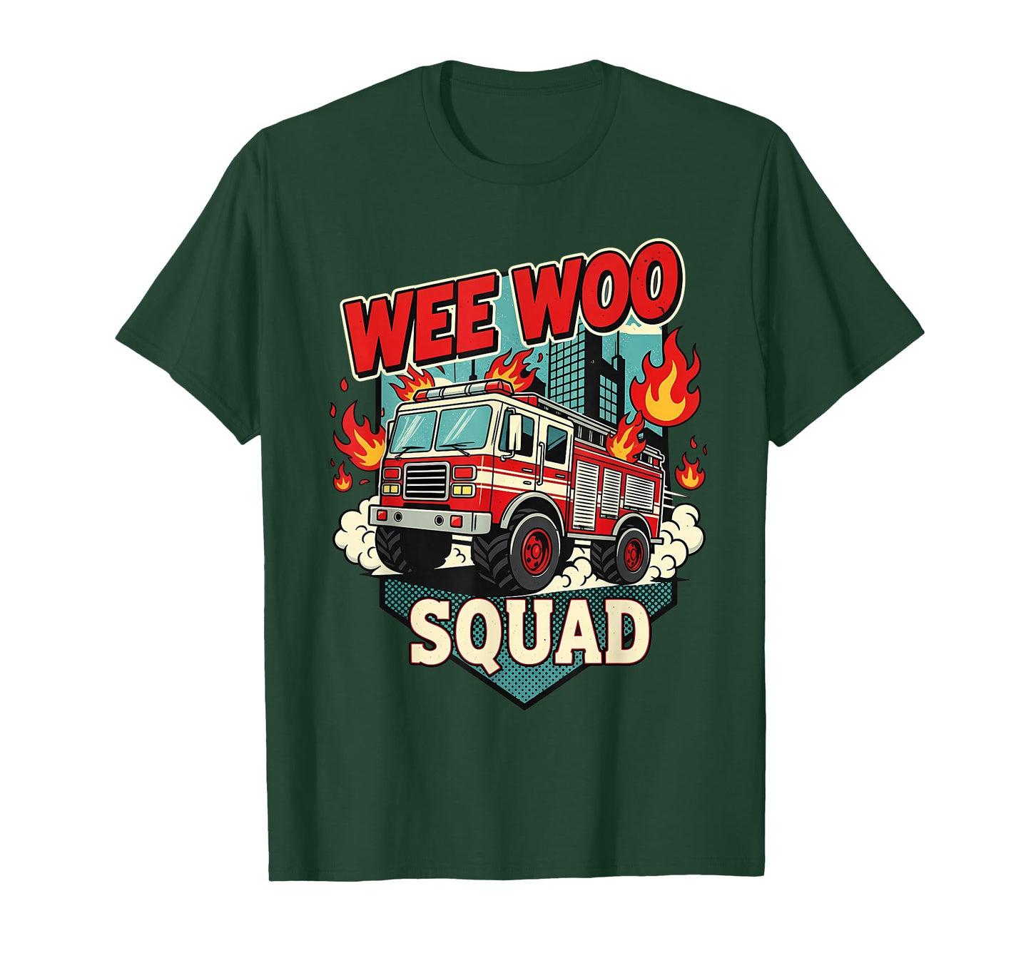 Funny Wee Woo Squad Fire Department Firefighter Fire Truck T-Shirt