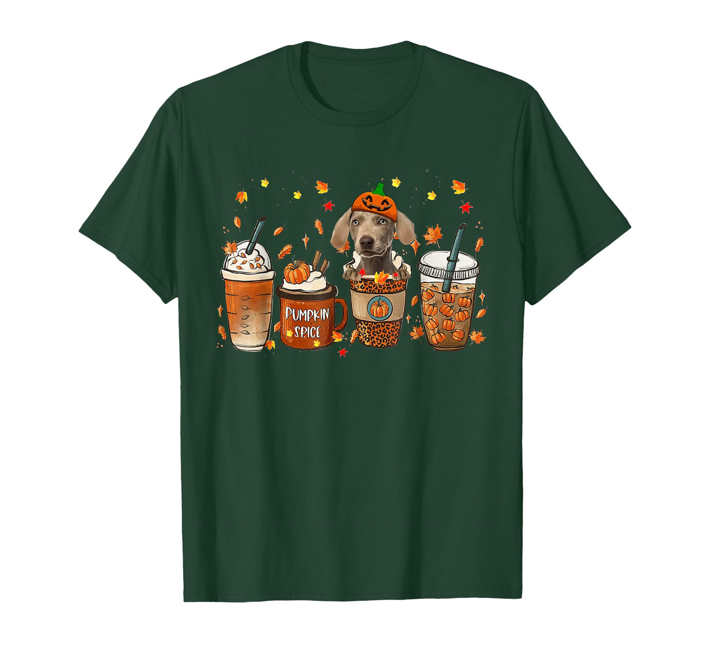 Weimaraner Fall Coffee Pumpkin Spice Latte Iced Autumn T-Shirt