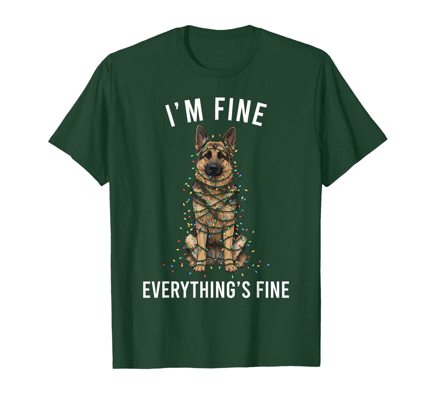 German Shepherd Christmas I'm Fine Everything is Fine T-Shirt