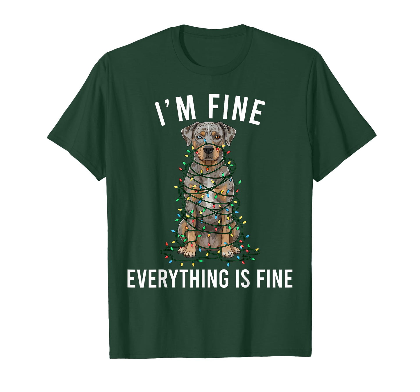 Catahoula Leopard Dog Christmas I'm Fine Everything is Fine T-Shirt