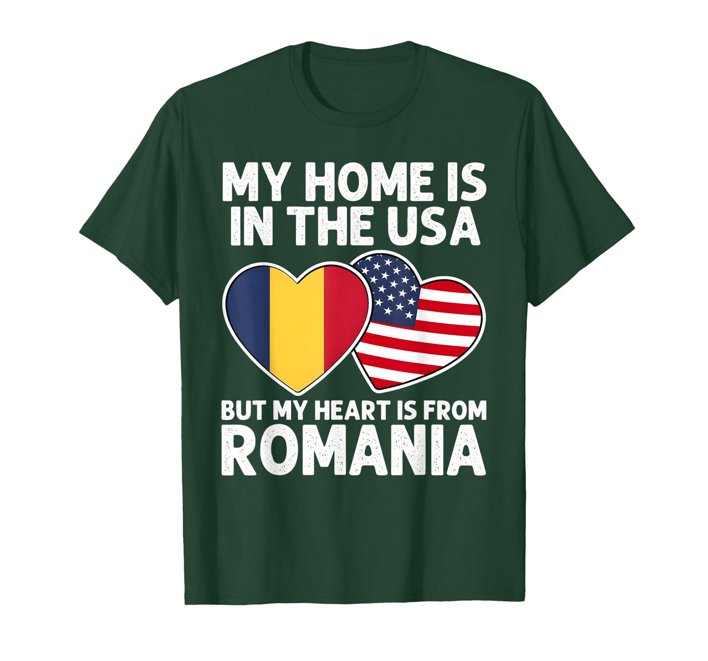 My Home USA My Heart Romania Romanian American Pride Flag T-Shirt