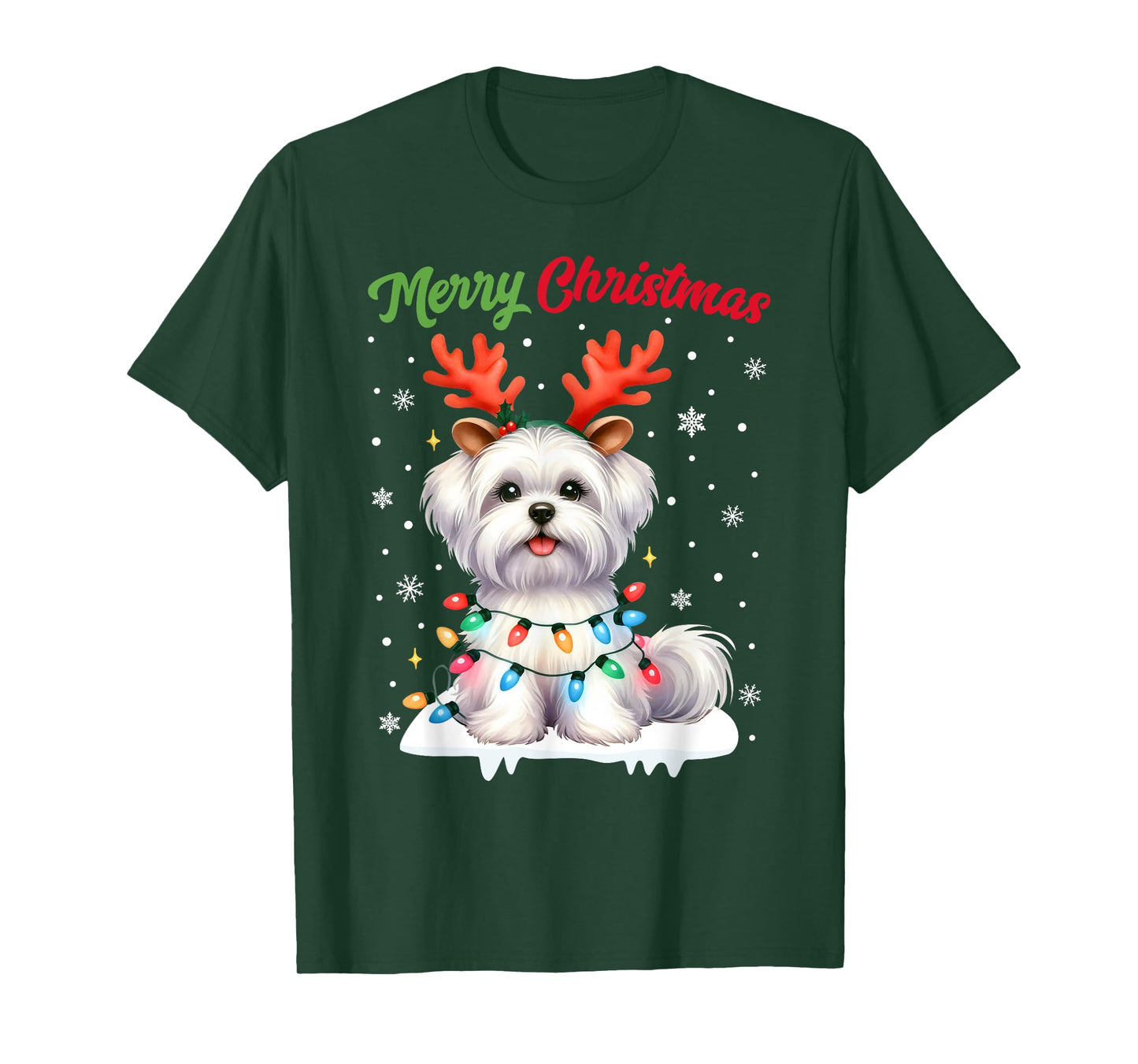 Christmas Pajamas Men Women Kids Maltese Dog Christmas T-Shirt