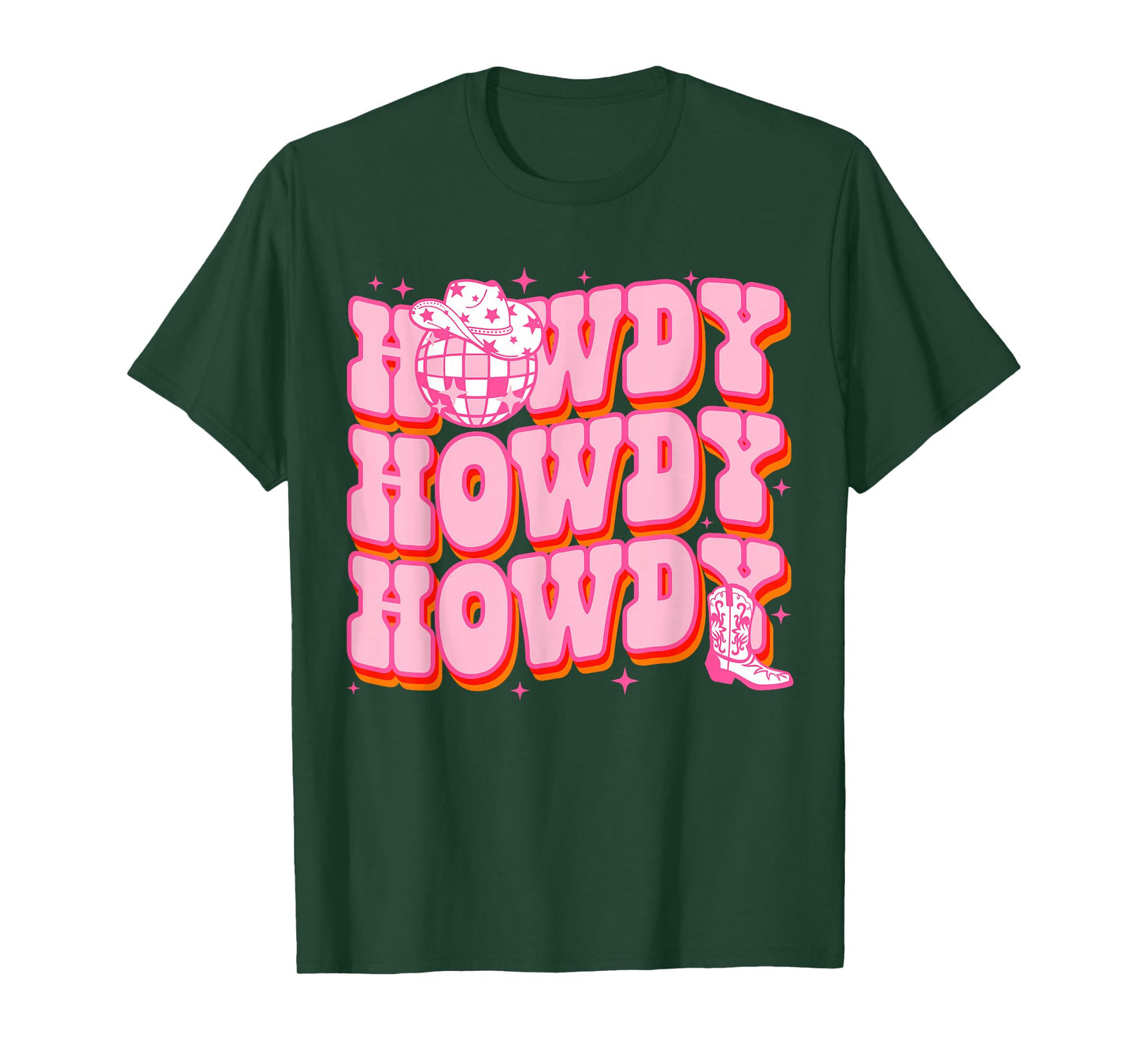 Howdy Southern Western Girl Country Rodeo Pink Disco Cowgirl T-Shirt