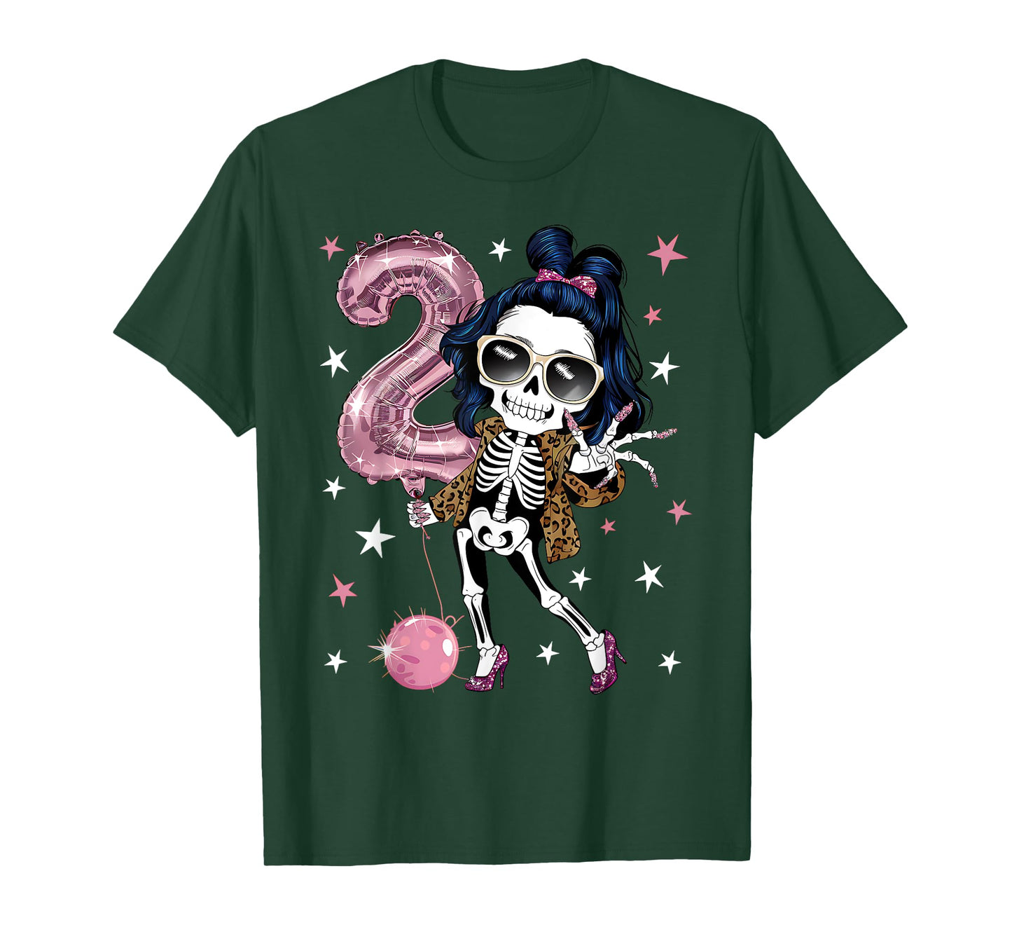 Skeleton Funny Halloween 2nd Birthday Girl T-Shirt