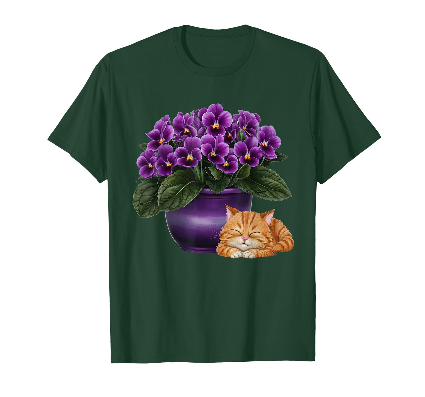 African Violets Sleeping Kitten House Plant African Violet T-Shirt