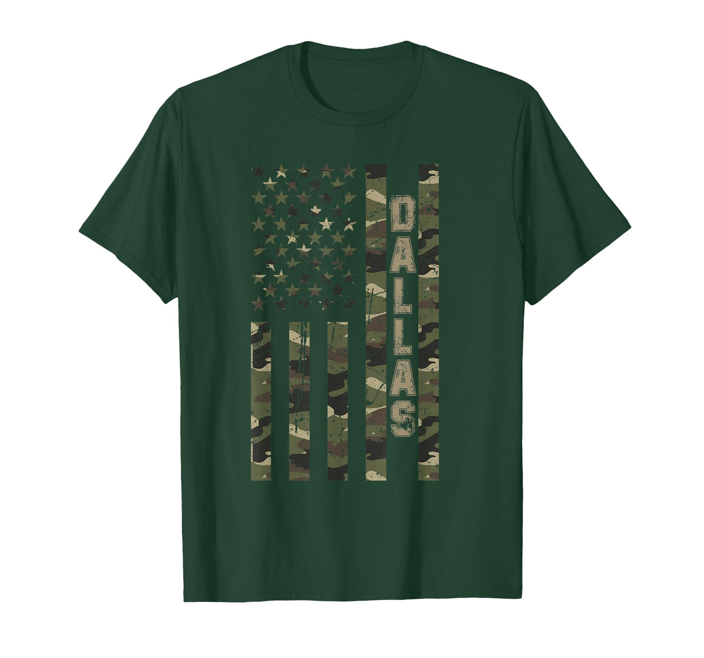 Dallas United States Distressed Camo w US Flag T-Shirt