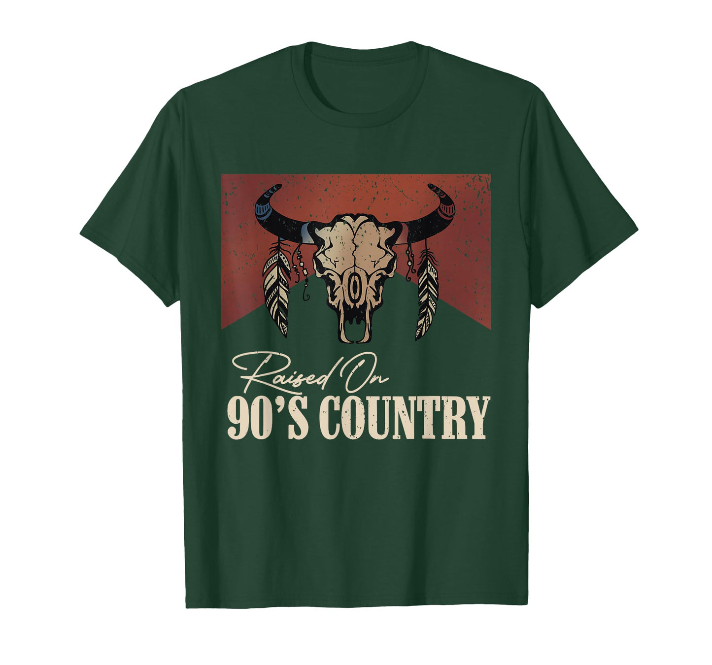 Raised On 90's Country Vintage Western Bull Skull T-Shirt
