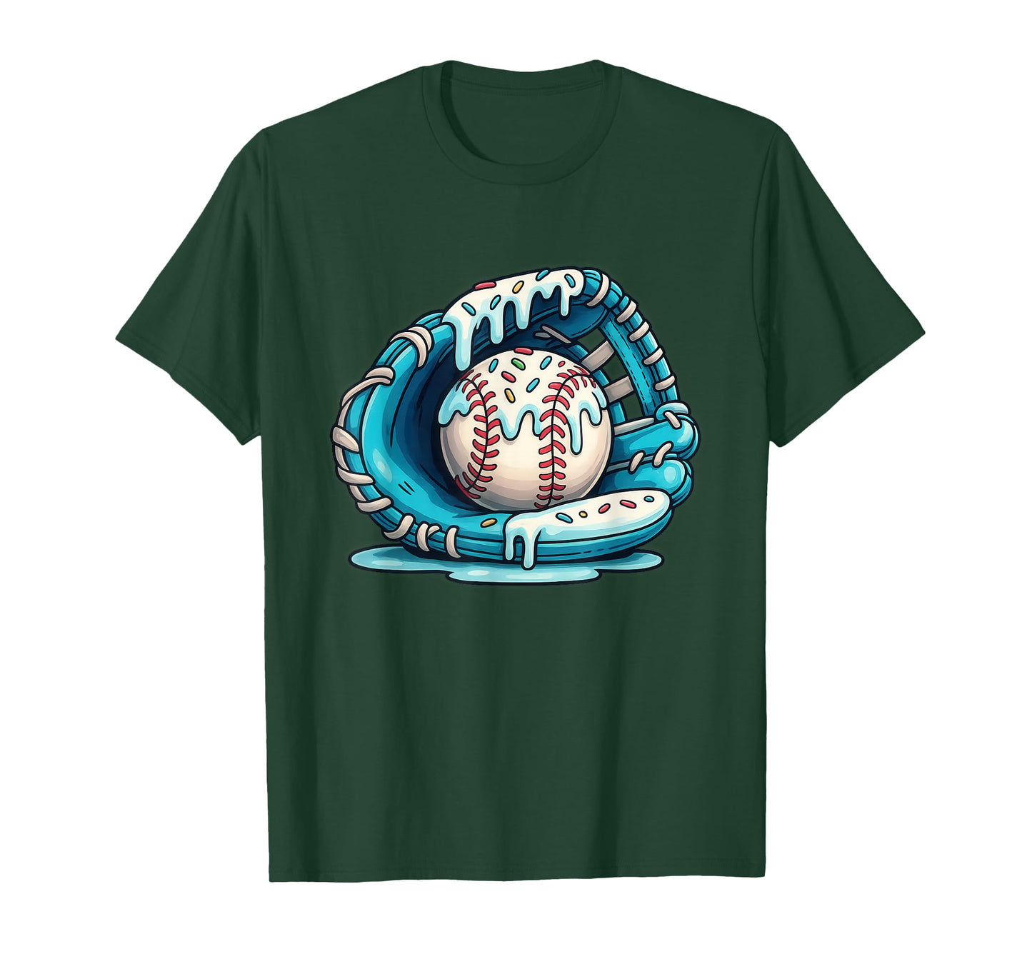 Baseball Drip Ice Cream Sprinkles Baseball Glove T-Shirt