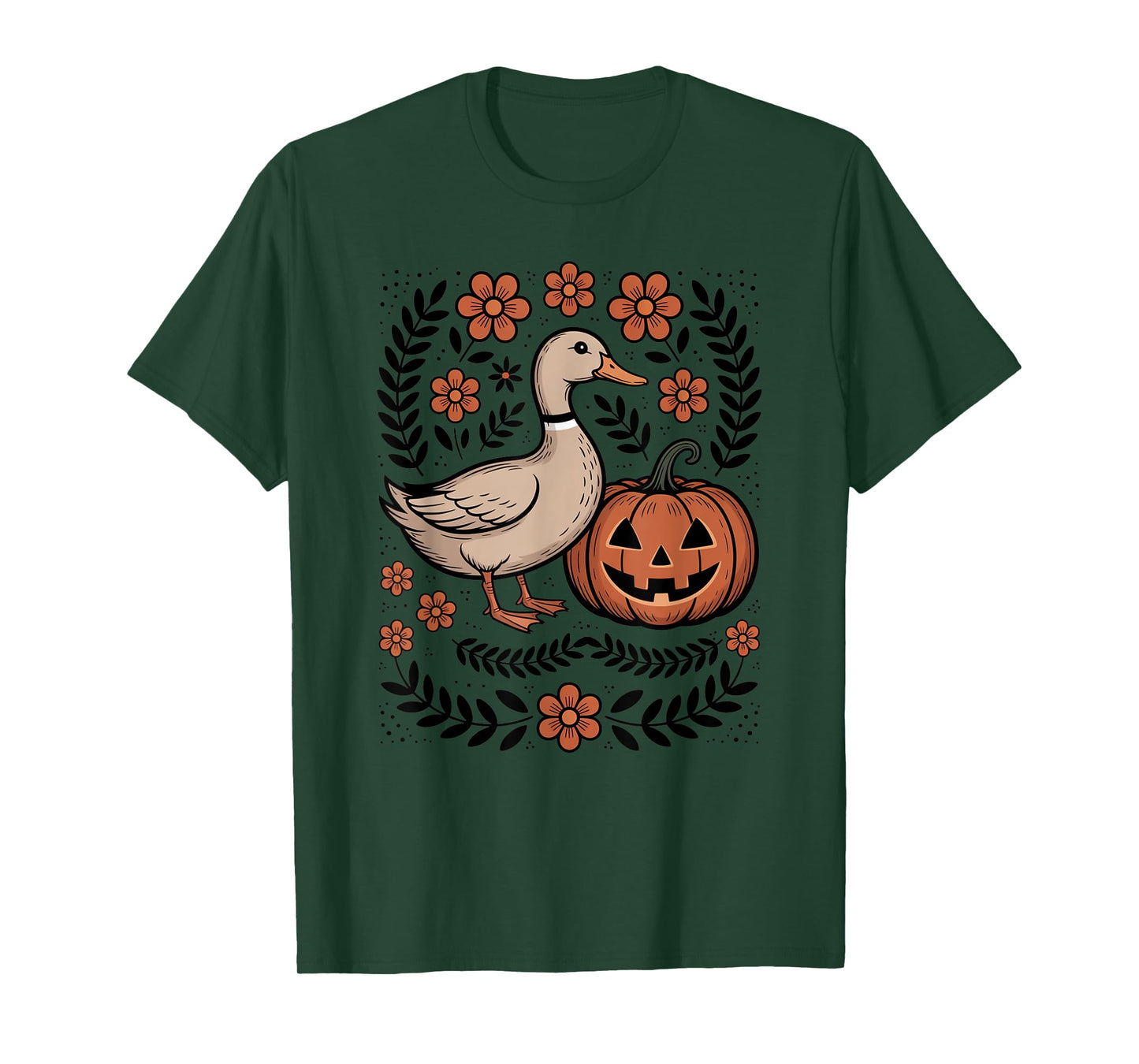 Vintage Silly Goose Pumpkin Patch Boho Floral T-Shirt