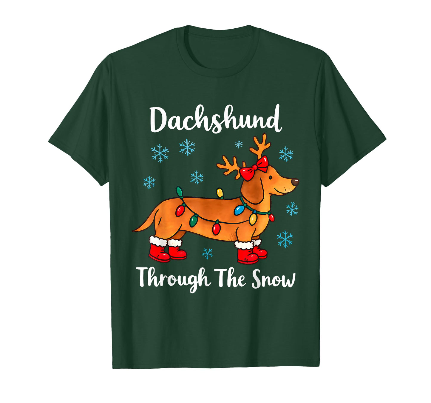 Funny Dachshund Through The Snow Christmas Dog T-Shirt