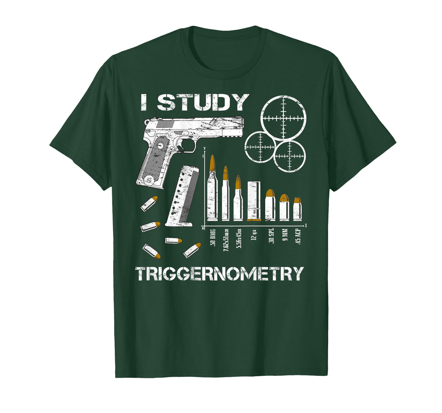 I Study Triggernometry Gun ( on back ) Funny Gift Tee T-Shirt