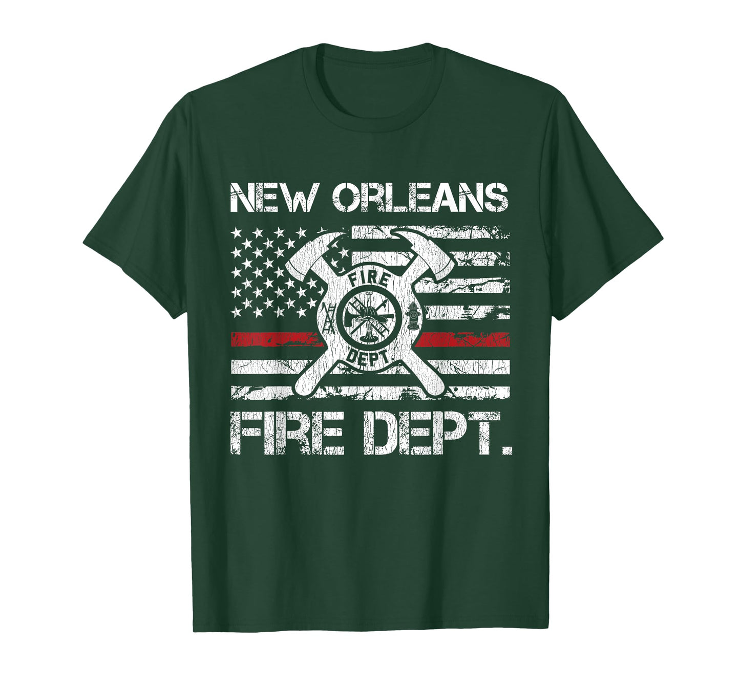 New Orleans Louisiana Fire Department Thin Red Line Fireman T-Shirt
