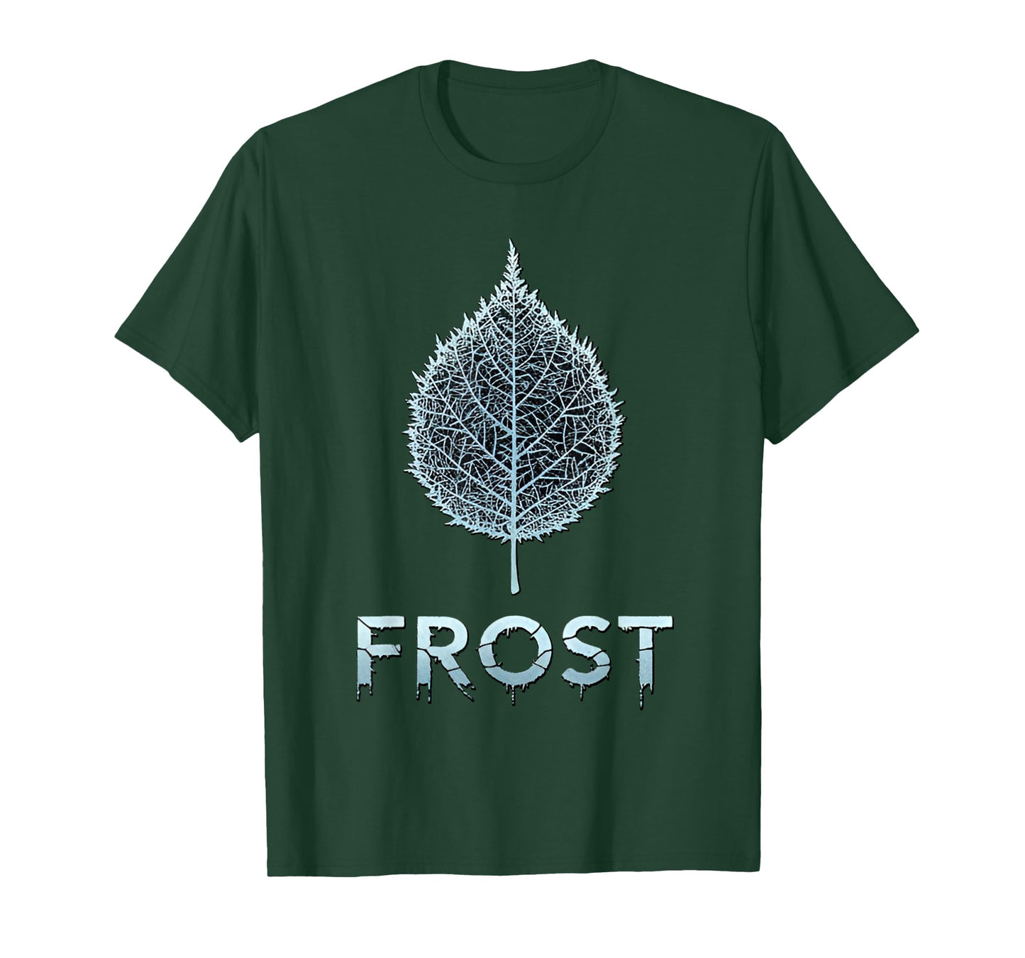 Frozen Leaf Frost Minimal Winter Nature Design T-Shirt