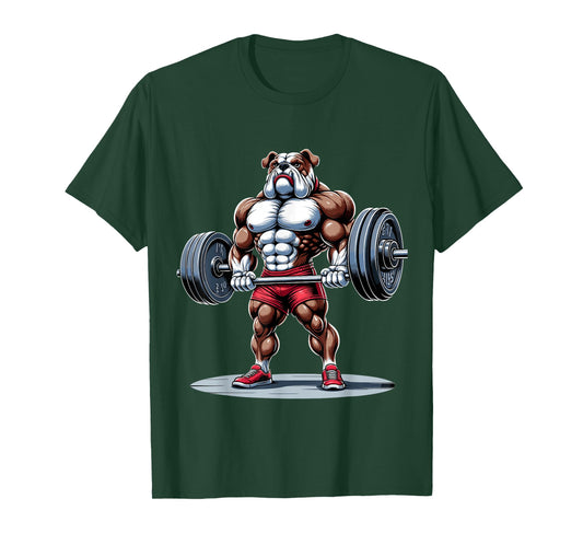 English Bulldog Muscular Gym Fitness Bodybuilding T-Shirt
