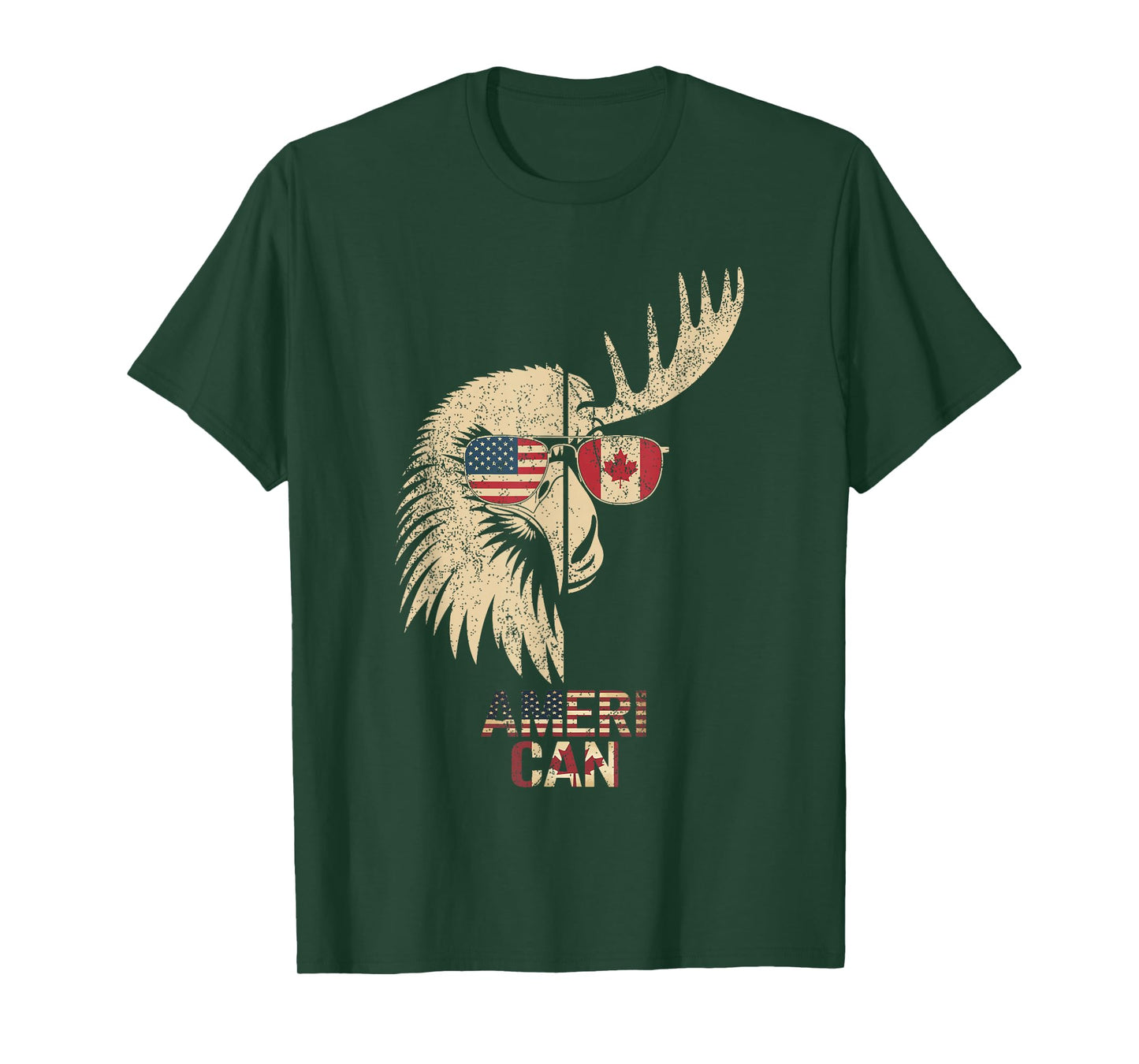 Ameri Can USEH Canadian American USA Flag Canada 4th Of July T-Shirt