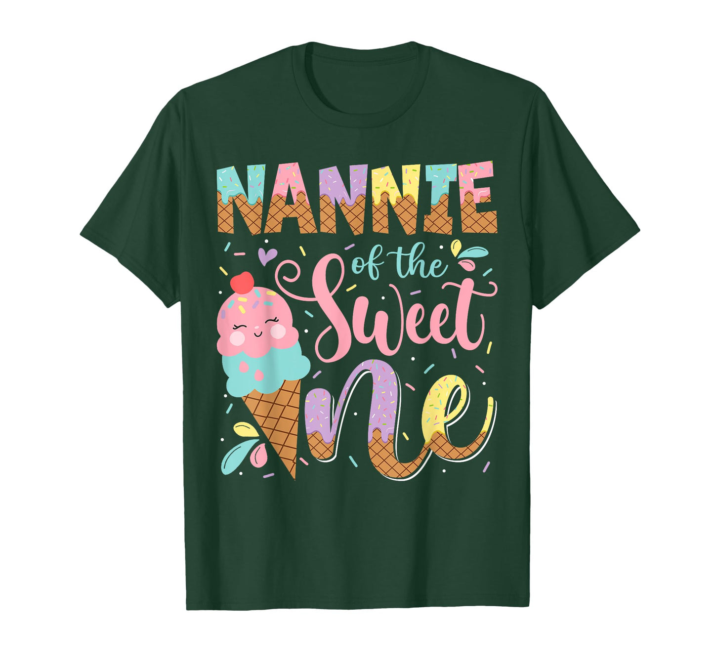 Nannie Of The Sweet One 1St Birthday Ice Cream Summer T-Shirt