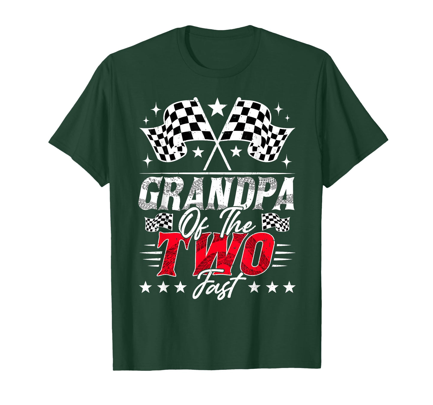 Grandpa Of The Two Fast Second Birthday Racing Car Family T-Shirt